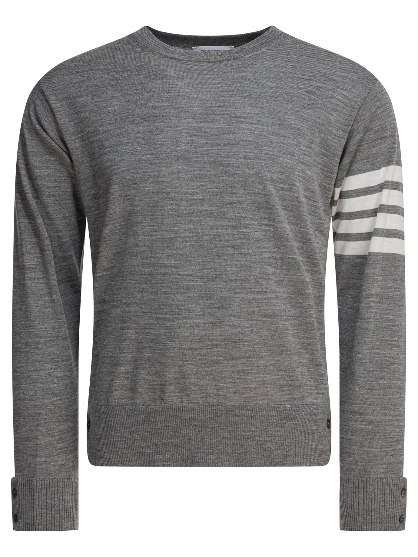 CLASSIC CREWNECK PULLOVER W/ 4 BAR SLEEVE IN FINE MERINO WOOL Thom Browne GREY 3