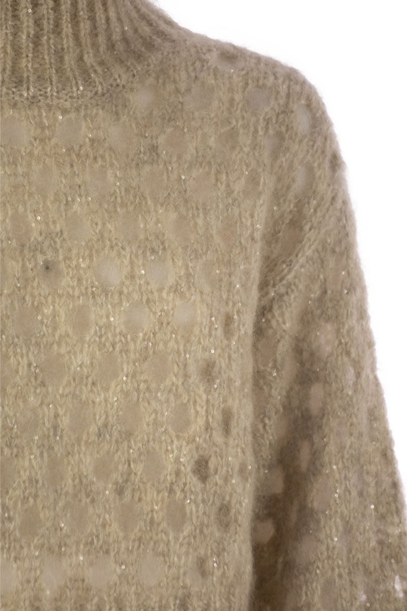 DAZZLING NET TURTLENECK SWEATER MADE OF MOHAIR AND WOOL WISPY Brunello Cucinelli