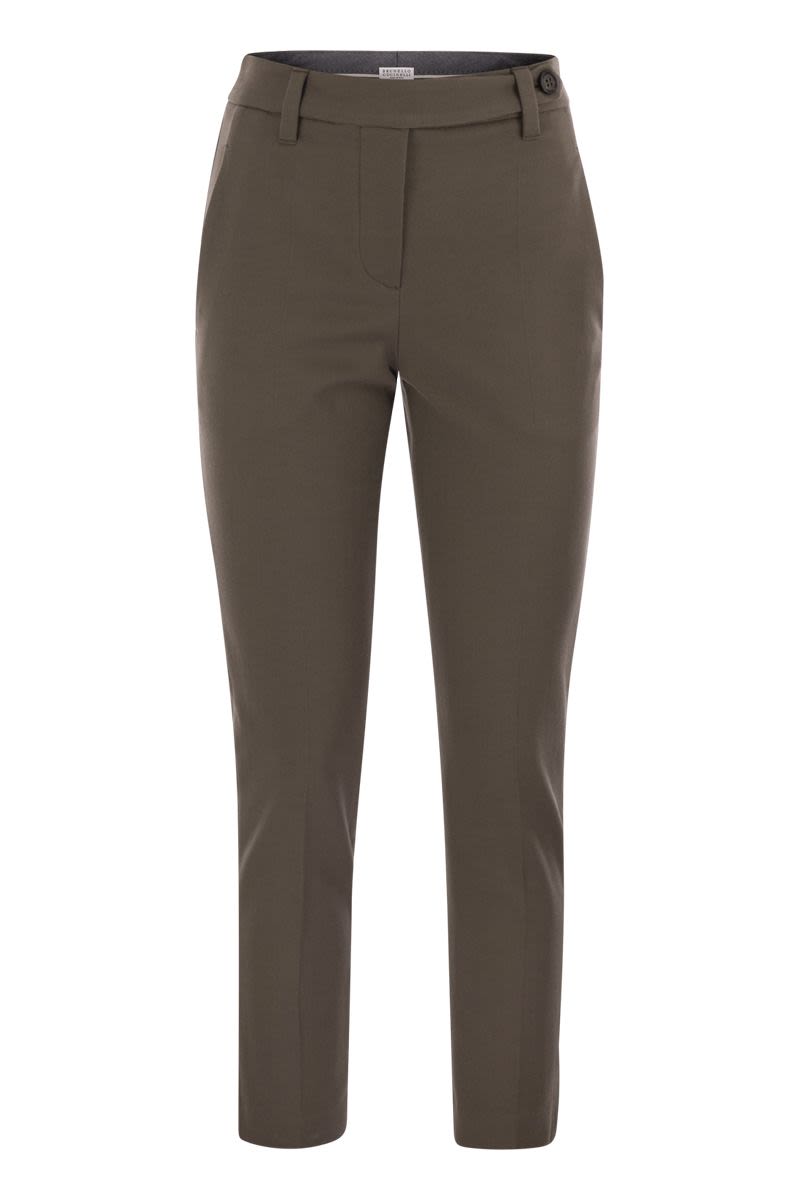 CIGARETTE TROUSERS IN STRETCH COTTON Brunello Cucinelli BROWN 38