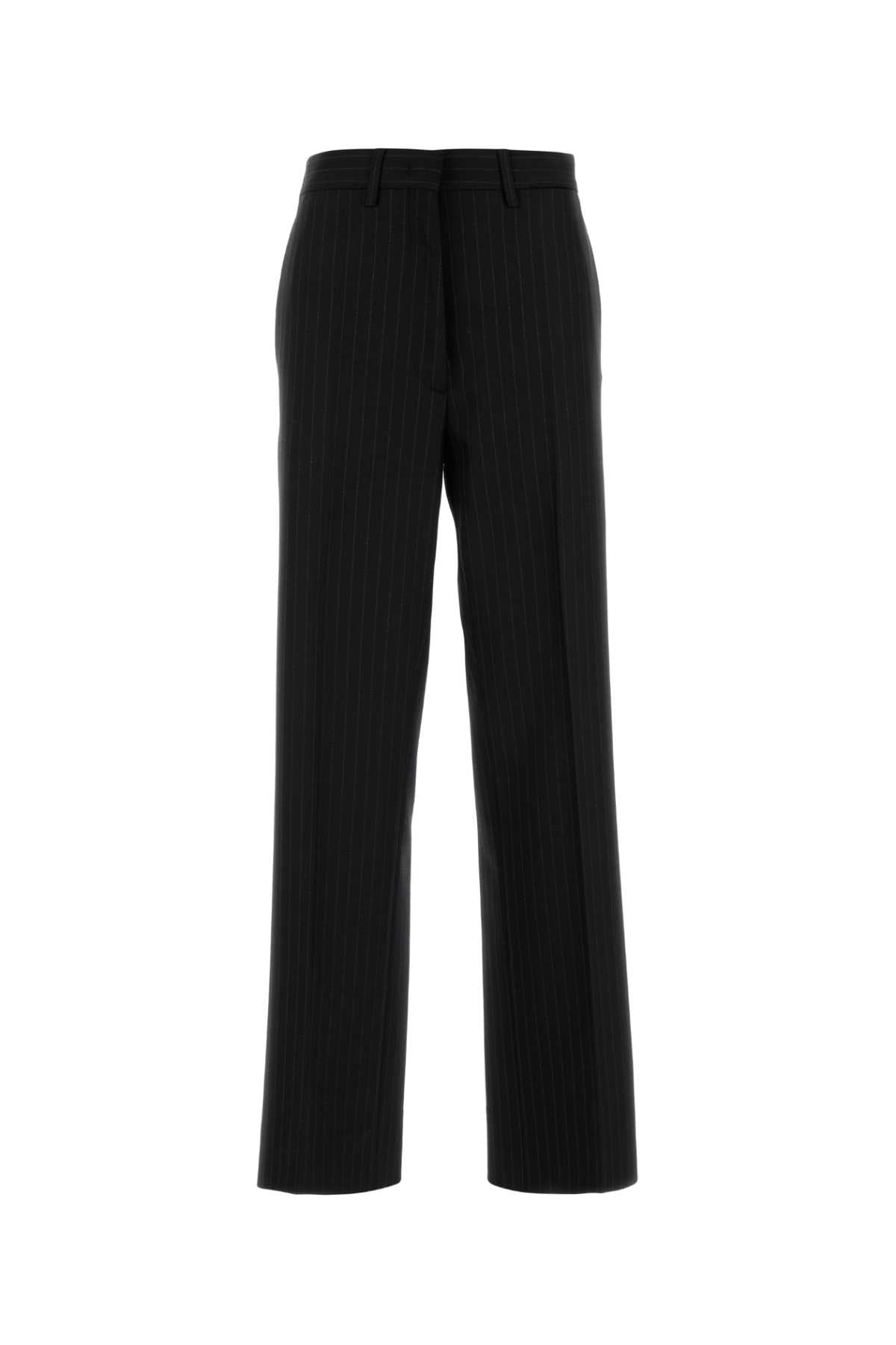 EMBROIDERED STRETCH WOOL PALAZZO PANT Miu Miu STRIPPED 38