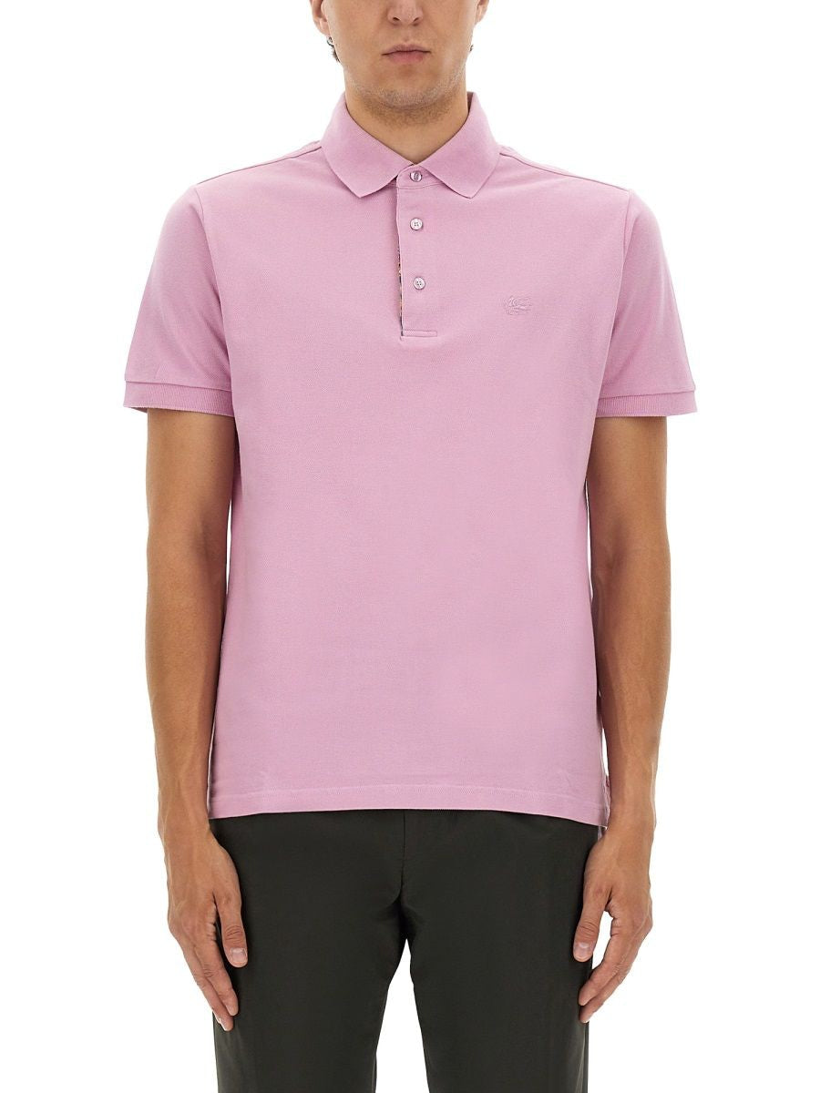 COTTON POLO SHIRT WITH PEGASUS Etro PINK M