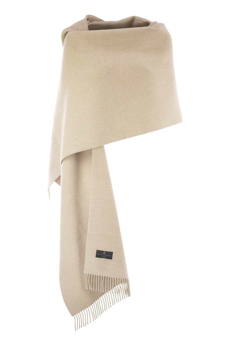 WOOL AND CASHMERE KNIT SCARF WITH HOOD Brunello Cucinelli BLACK ONE SIZE