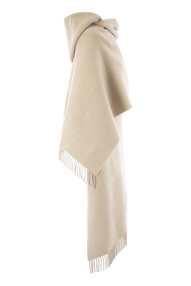 WOOL AND CASHMERE KNIT SCARF WITH HOOD Brunello Cucinelli