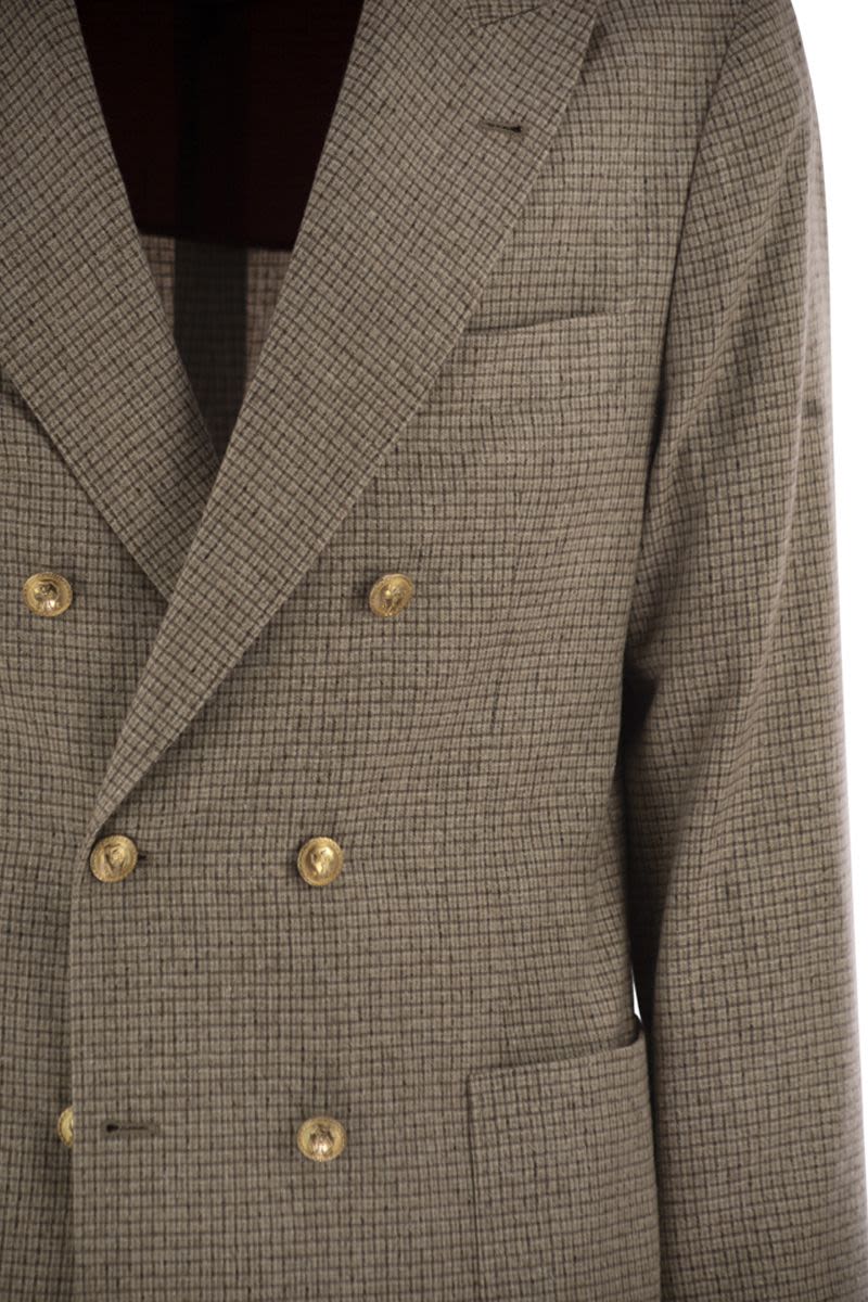 ONE-AND-A-HALF BREASTED DECONSTRUCTED JACKET IN CHECKED FLANNEL Brunello Cucinelli
