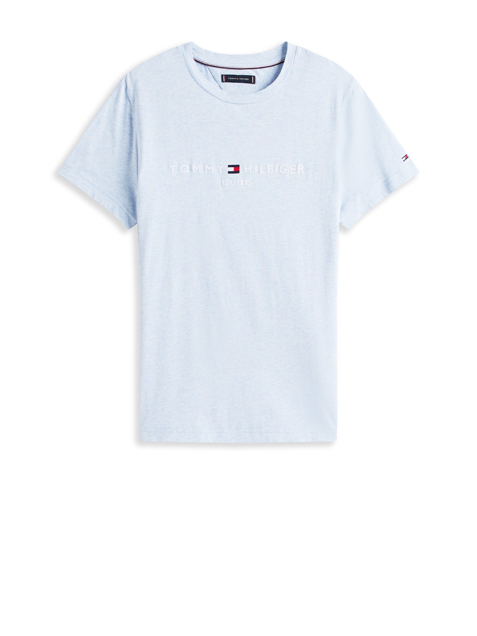 LIGHT BLUE T-SHIRT WITH SMALL LOGO. Tommy Hilfiger HEATHERED BLUE S