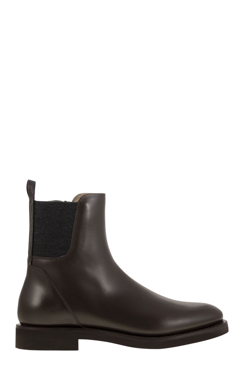 CHELSEA BOOT IN MATT CALFSKIN WITH SHINY DETAIL Brunello Cucinelli DARK BROWN 41