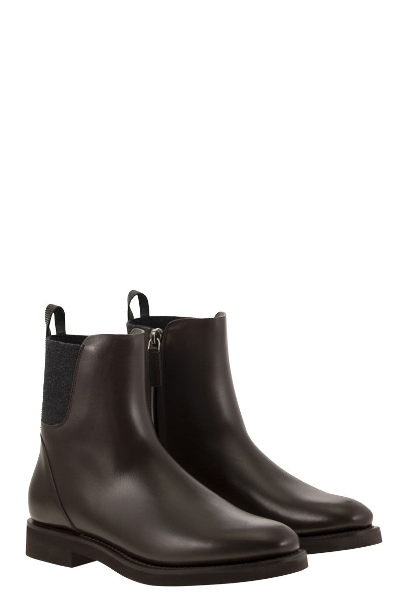 CHELSEA BOOT IN MATT CALFSKIN WITH SHINY DETAIL Brunello Cucinelli
