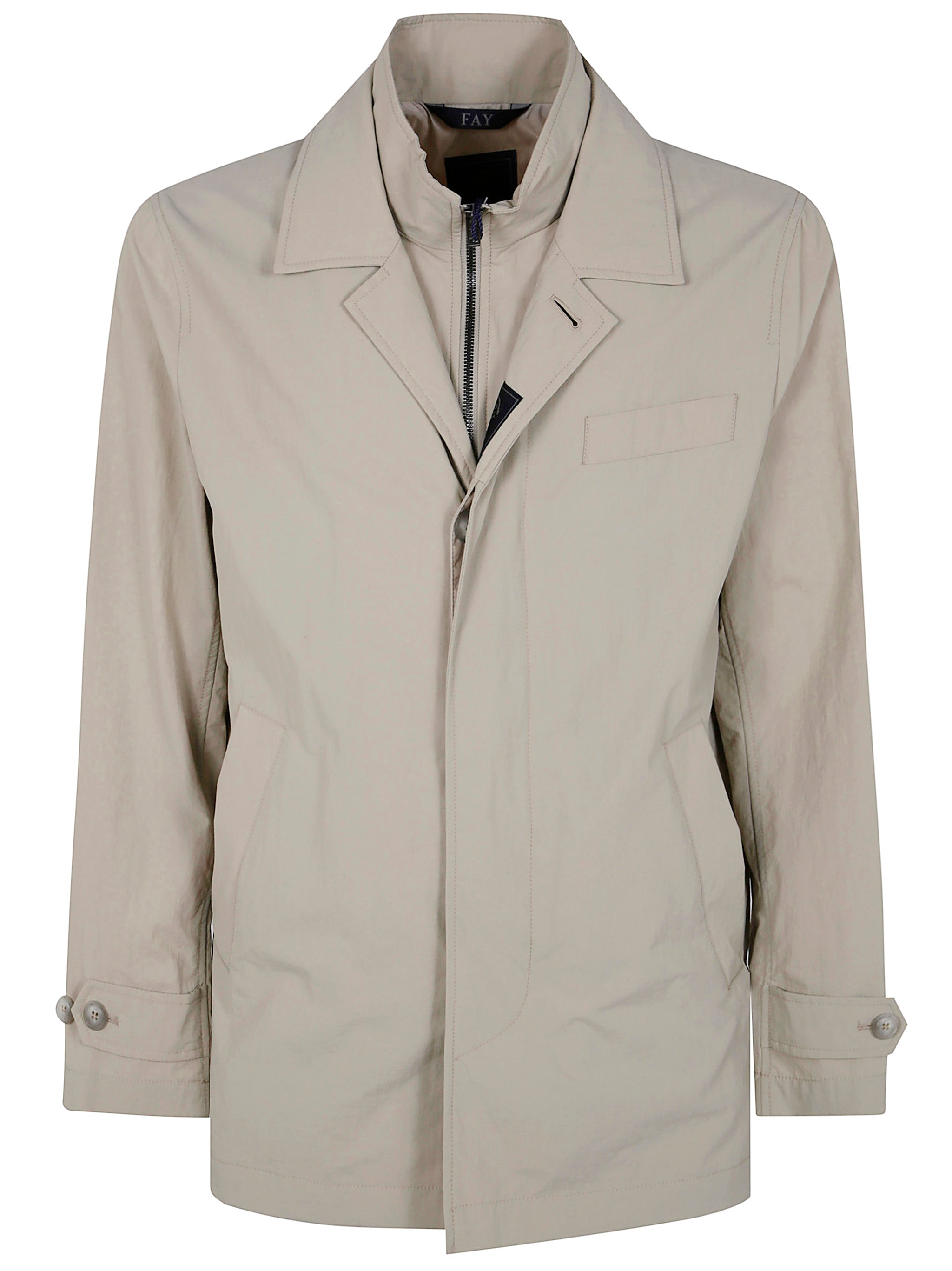 Grey polyamide spring jacket by Fay, front view
