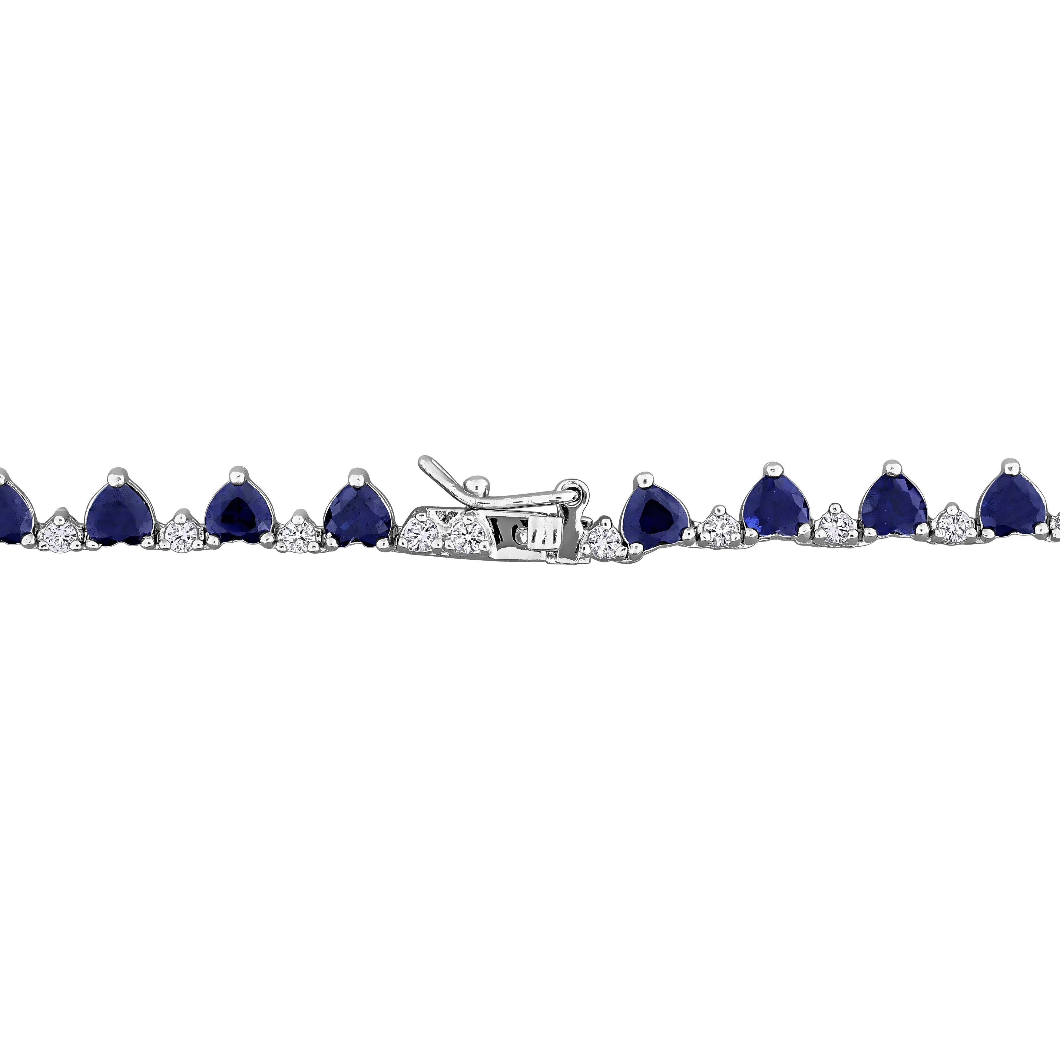 Blue sapphire heart tennis necklace box clasp detail by Lord & Taylor