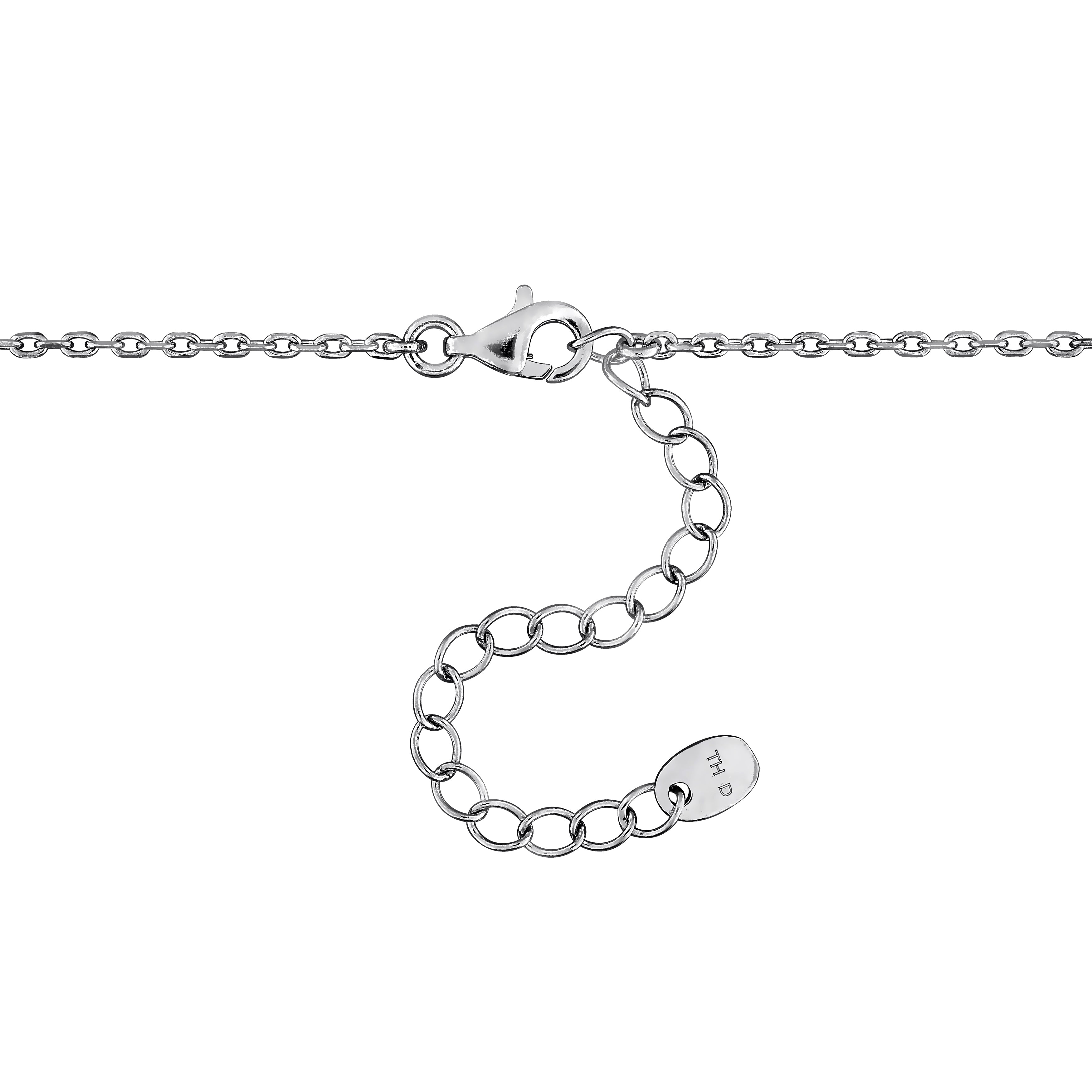 Pink sapphire teardrop pendant with white sapphire halo, back view showing clasp
