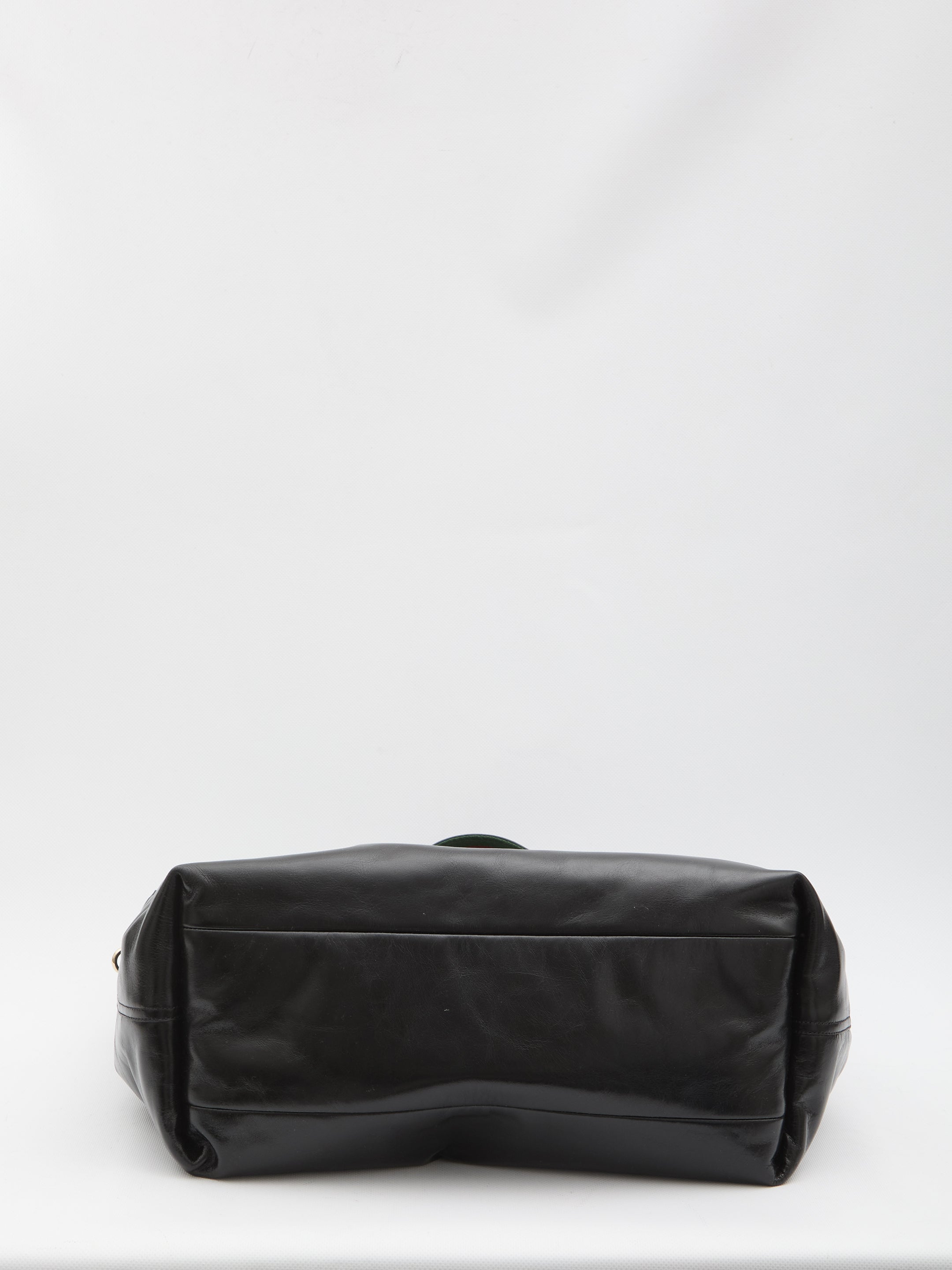 Black Gucci Giglio tote bag interior with GG fabric lining and pouch