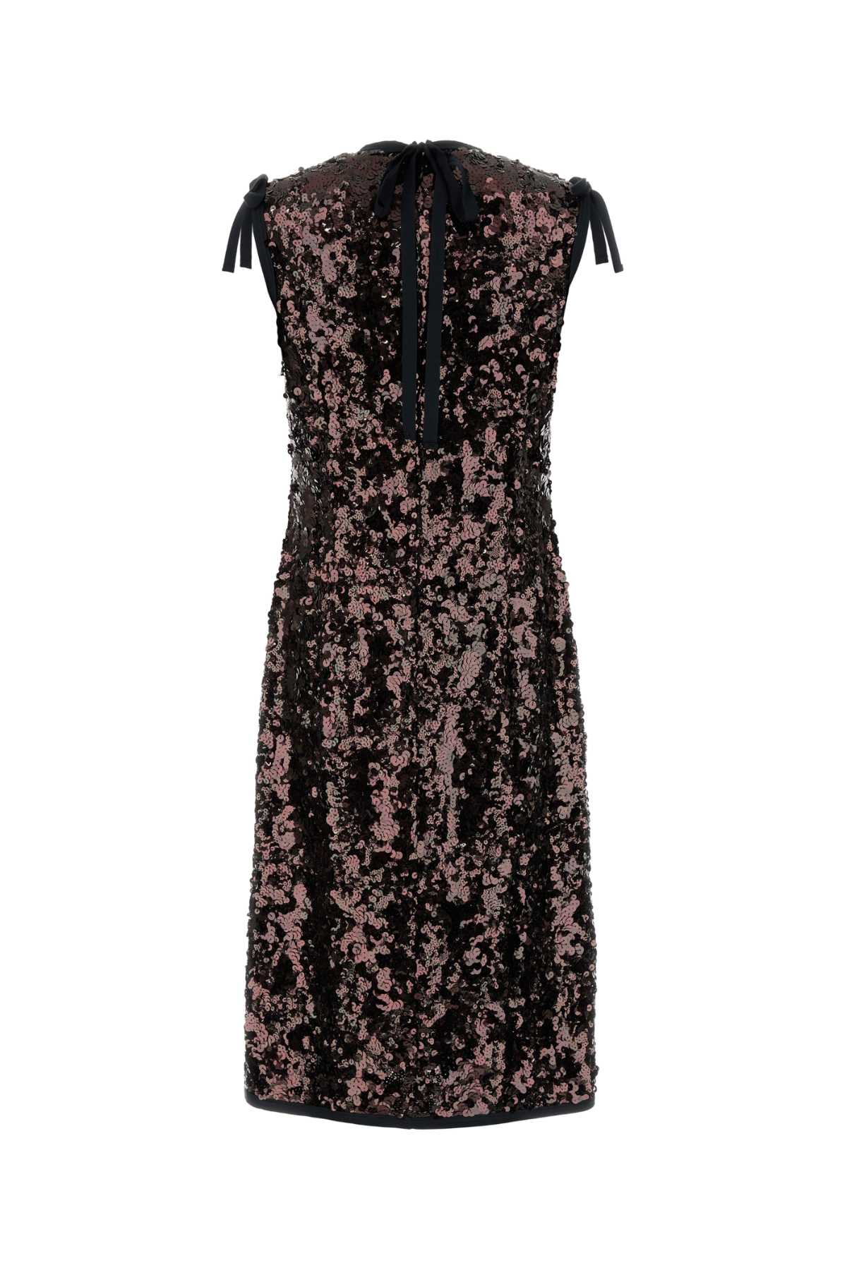 BROWN SEQUINS DRESS Prada