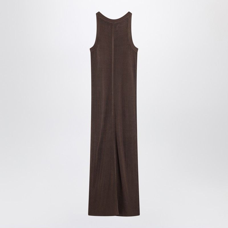 Brown Pablo knitted maxi dress alternate worn view by LOULOU DE SAISON
