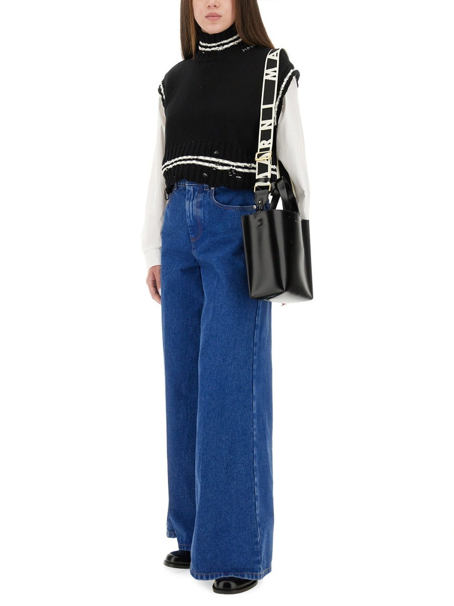 BLUE COTTON TROUSERS Marni