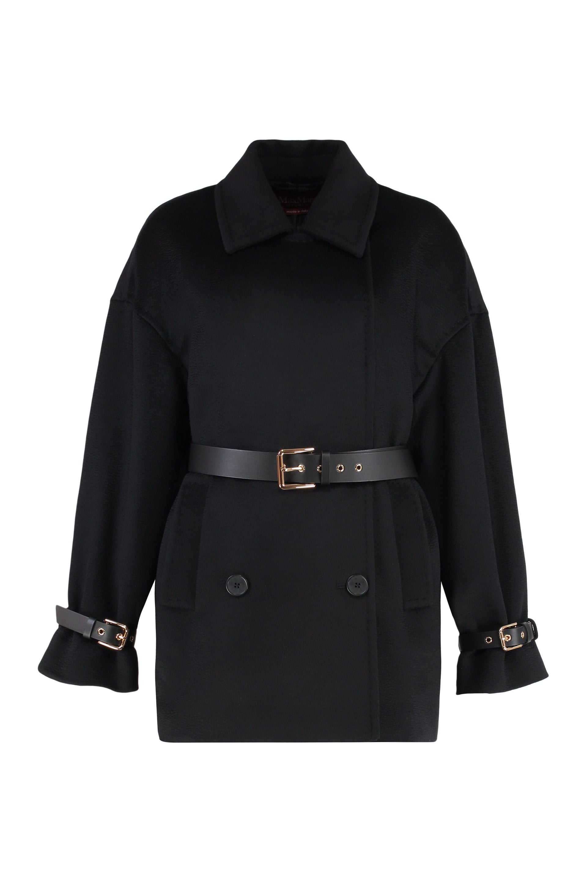 PAUSA DOUBLE-BREASTED VIRGIN WOOL COAT MAX MARA STUDIO black 46