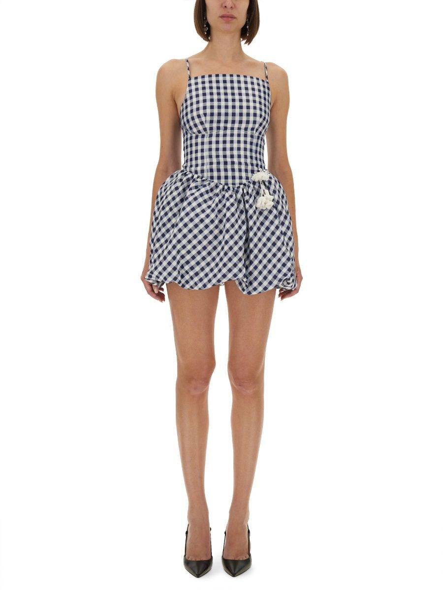 CHECKERED TAFFETA MINI DRESS Self-Portrait BLUE 10