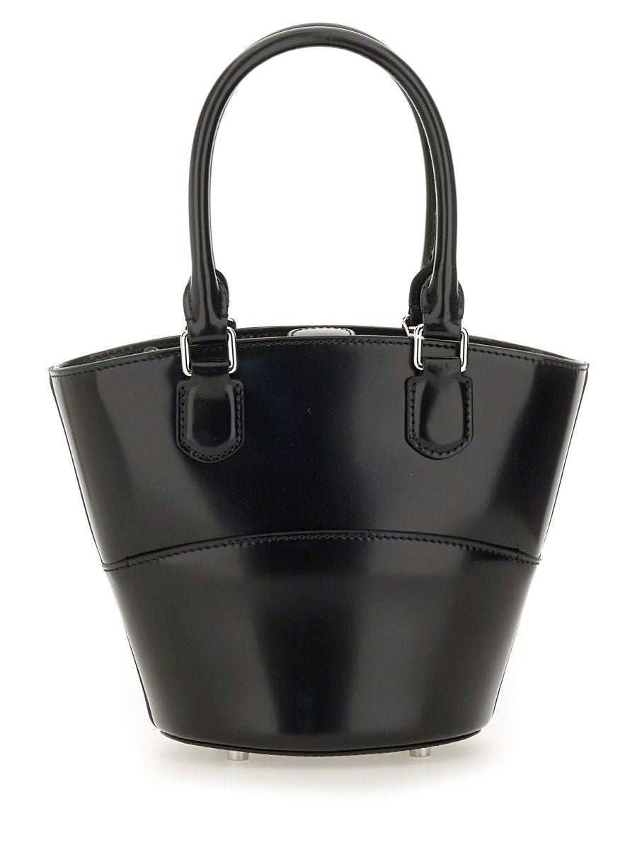 LEATHER TOTE BAG WITH CHARM Self-Portrait BLACK UNI