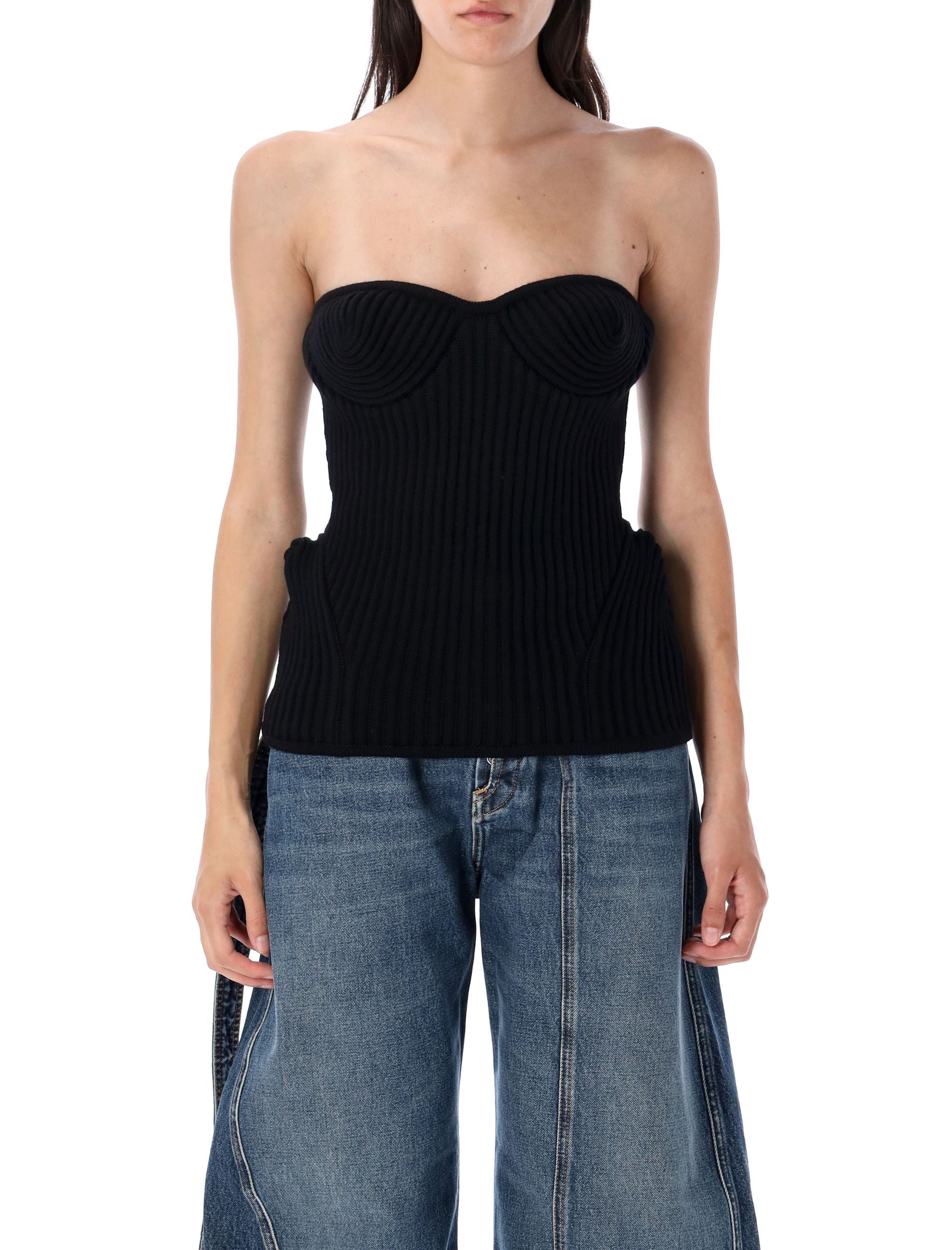 KNITTED BUSTIER TOP JEAN PAUL GAULTIER BLACK S