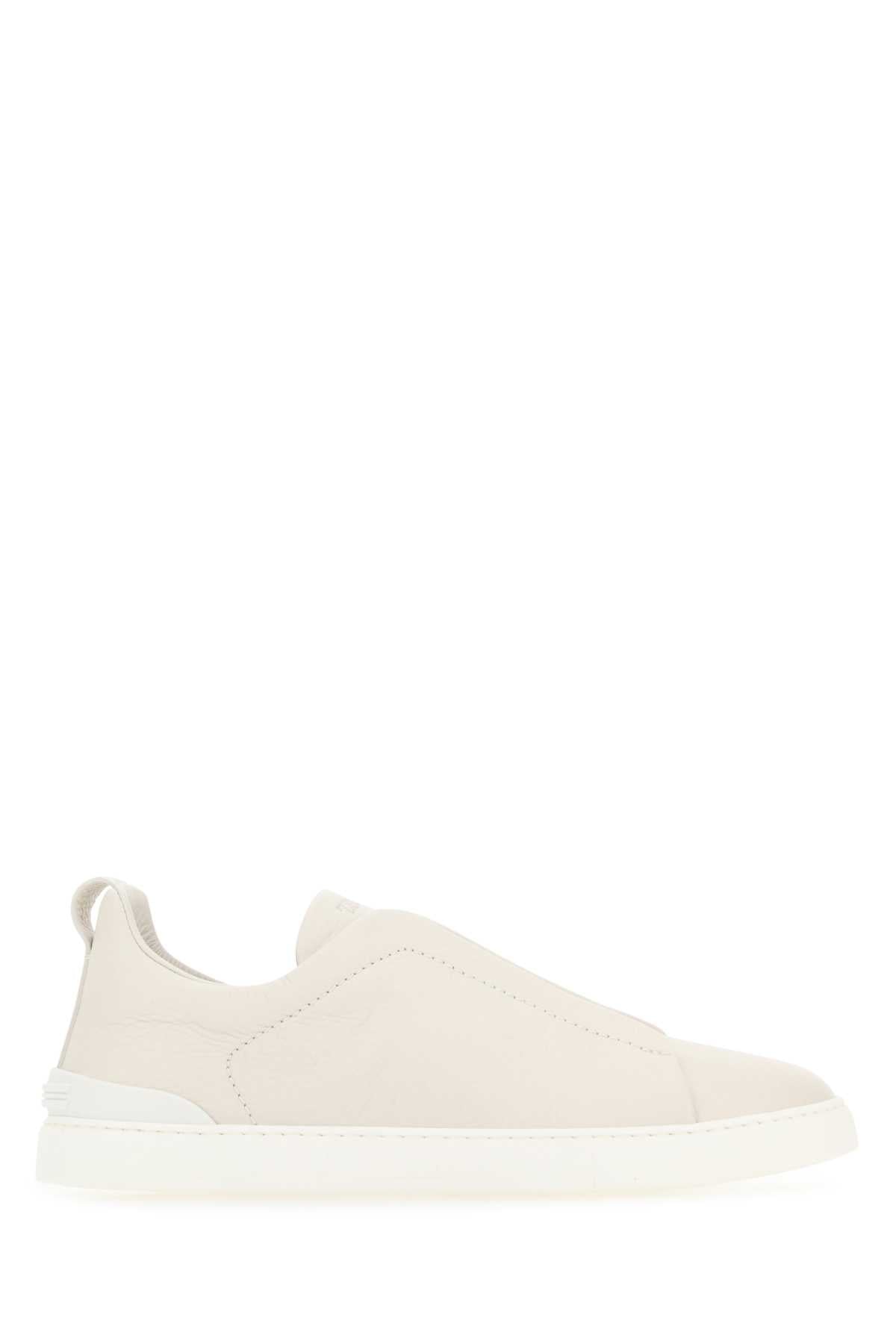 IVORY LEATHER SLIP ONS Zegna WHITE 5