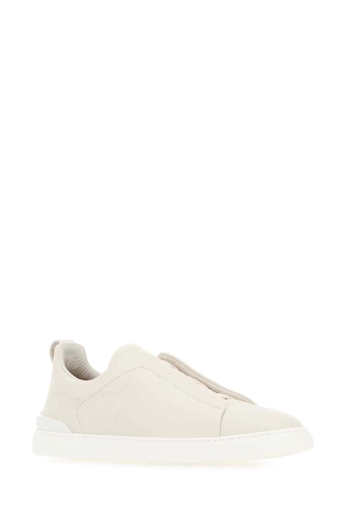 IVORY LEATHER SLIP ONS Zegna