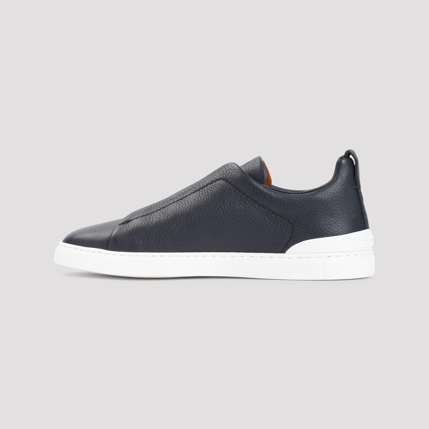 MIDNIGHT BLUE LEATHER SLIP ONS Zegna