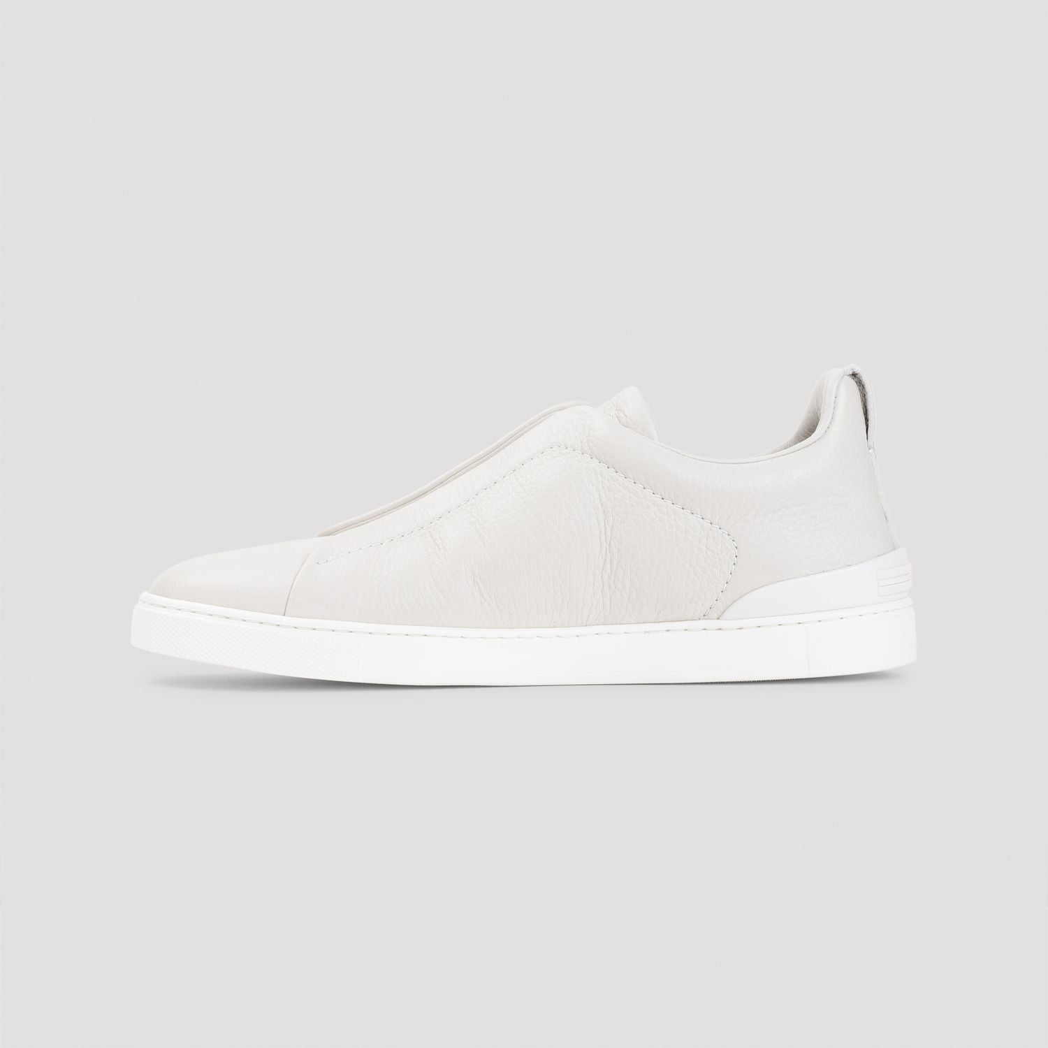 IVORY LEATHER SLIP ONS Zegna