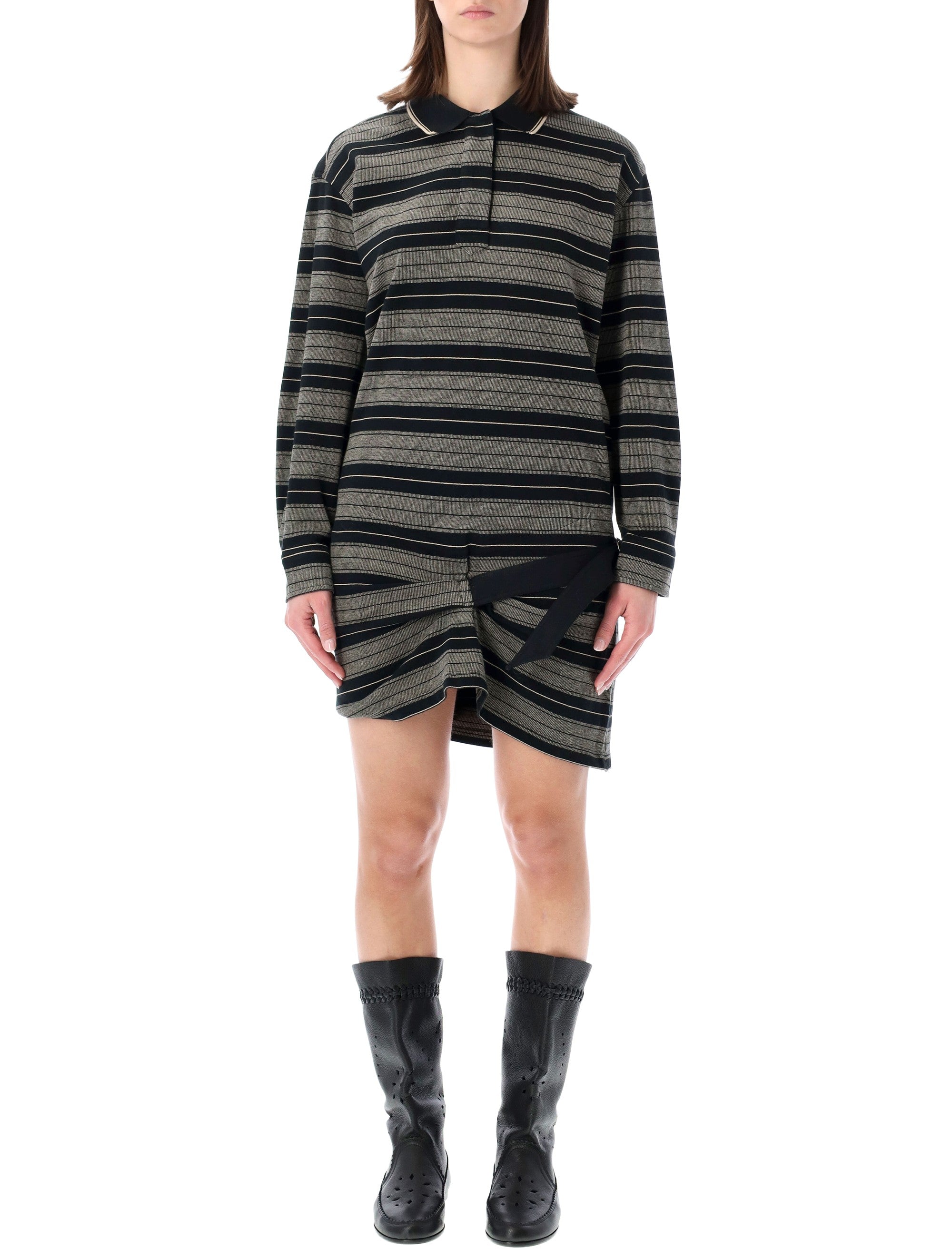 Black and ecru striped polo mini dress by Isabel Marant Etoile, side view