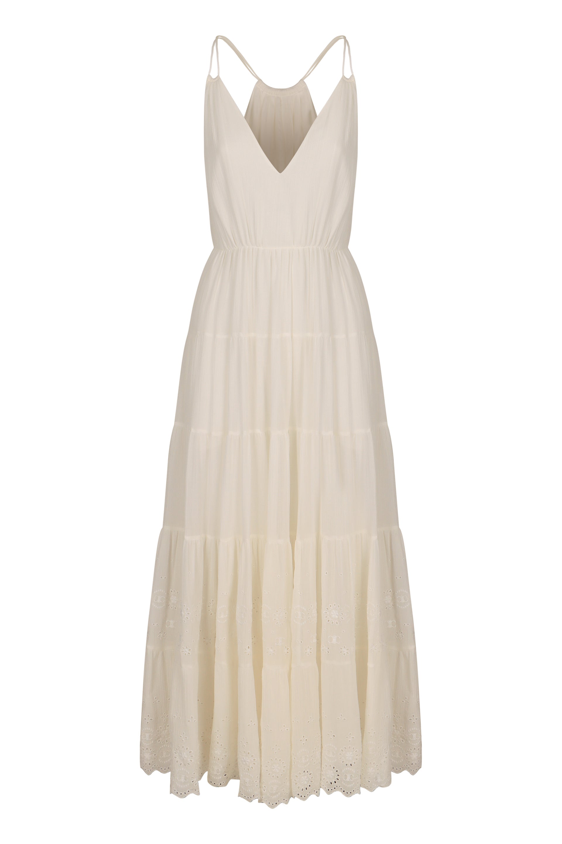 COTTON AND SILK CRÉPON MAXI-DRESS Celine Ivory 36