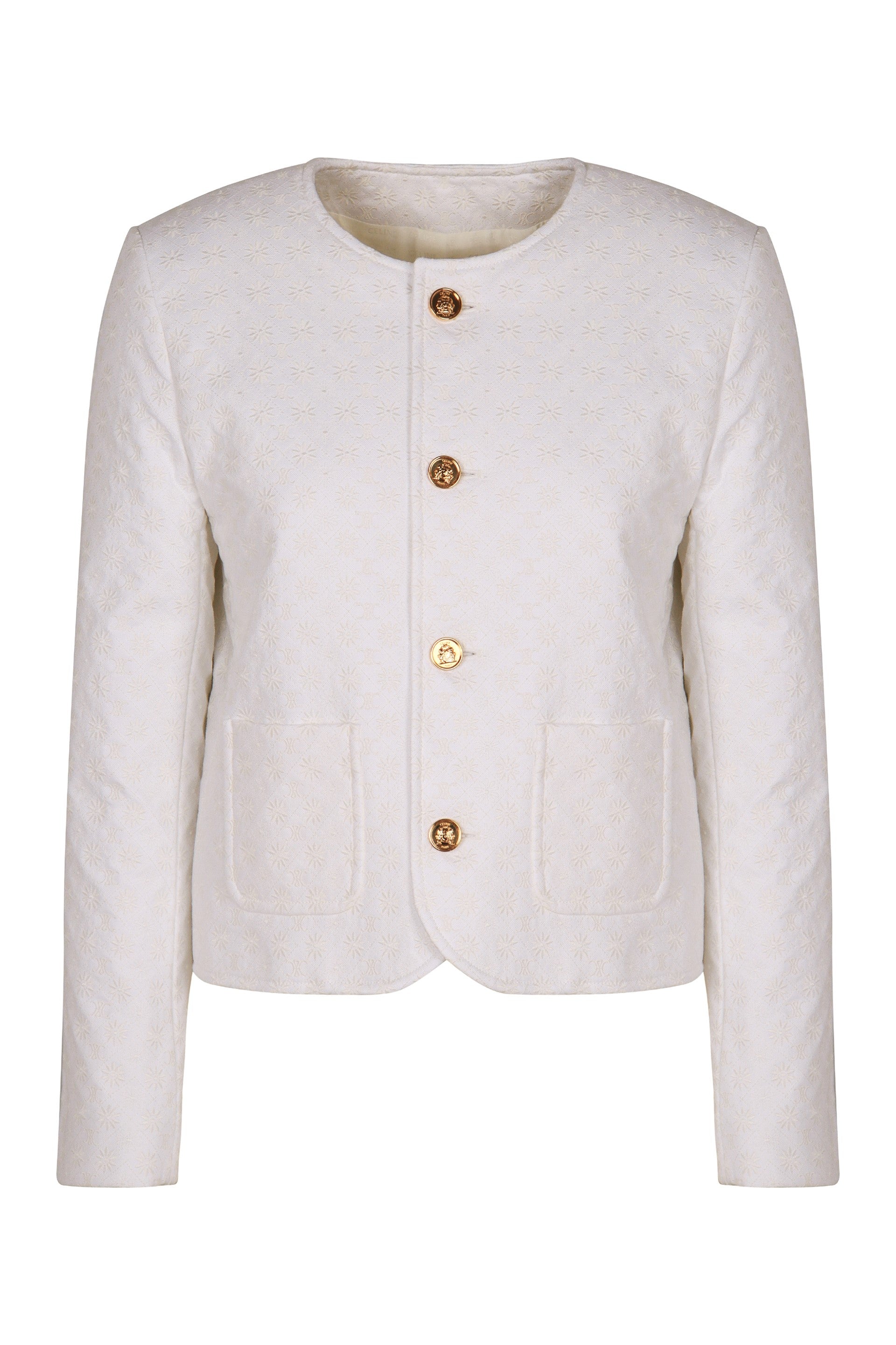 CHELSEA BUTTON-FRONT COTTON JACKET Celine White 36