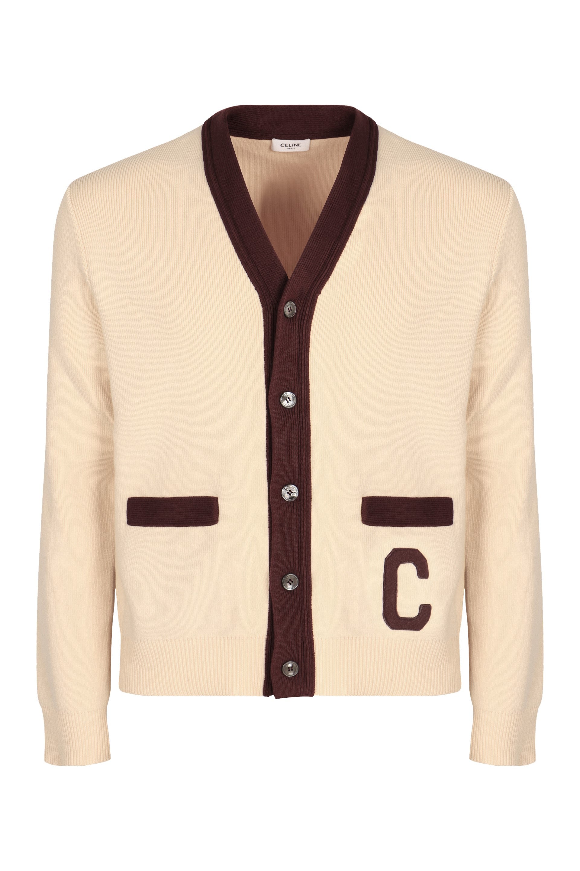 LOGO DETAIL COTTON CARDIGAN Celine Ecru XS