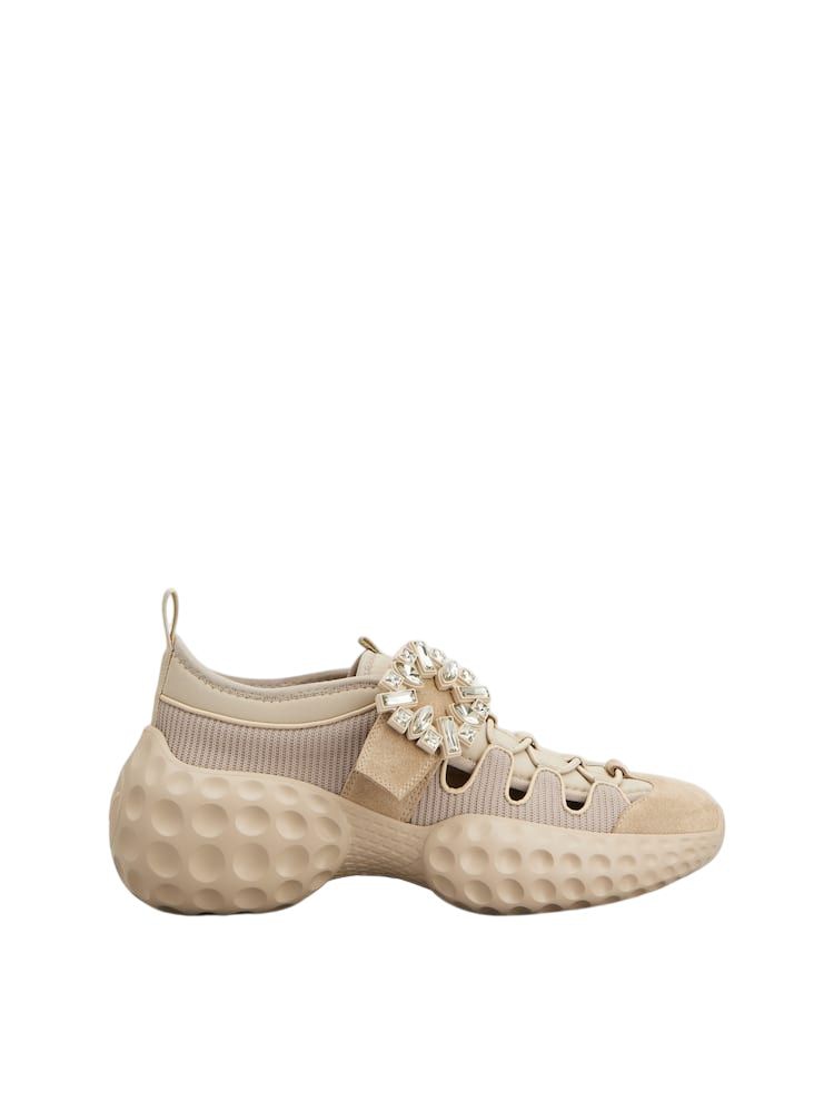 SNEAKER VELCRO STRASS BEIG Roger Vivier BEIG 35