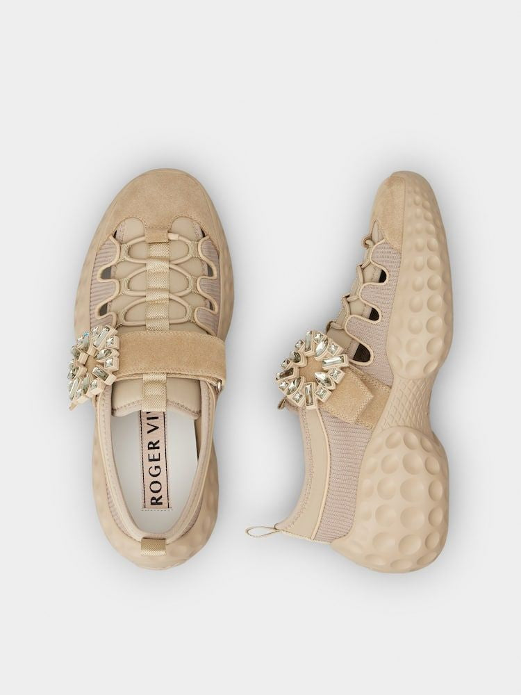 SNEAKER VELCRO STRASS BEIG Roger Vivier
