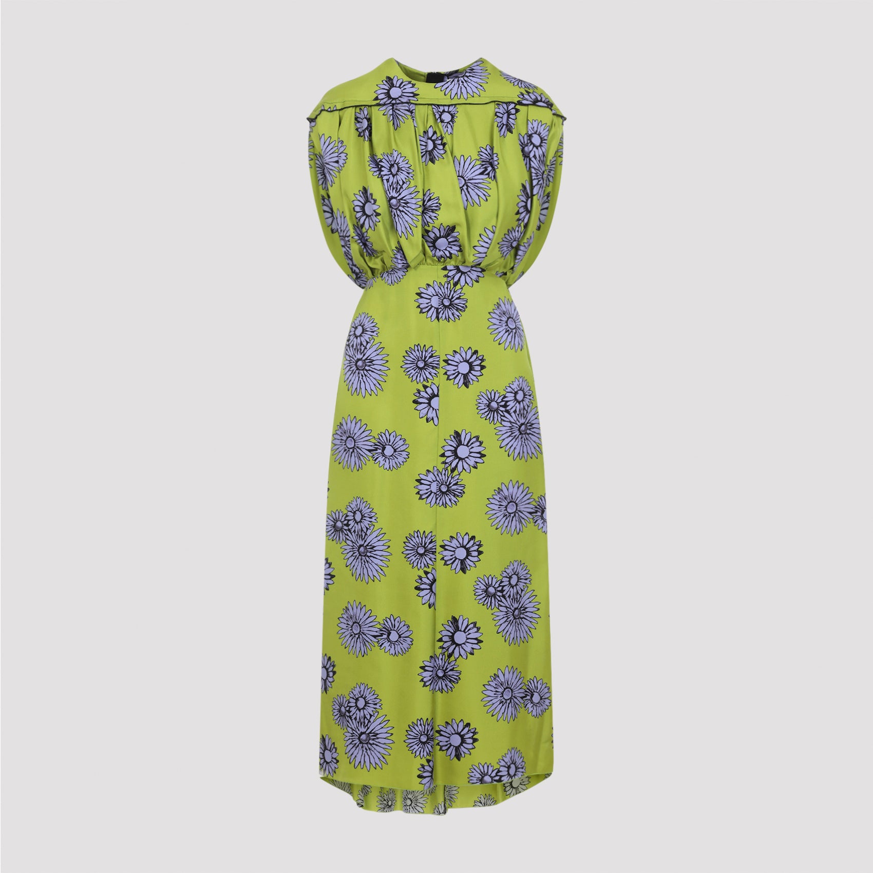 Green Lanvin dress with draped waist, alternate angle