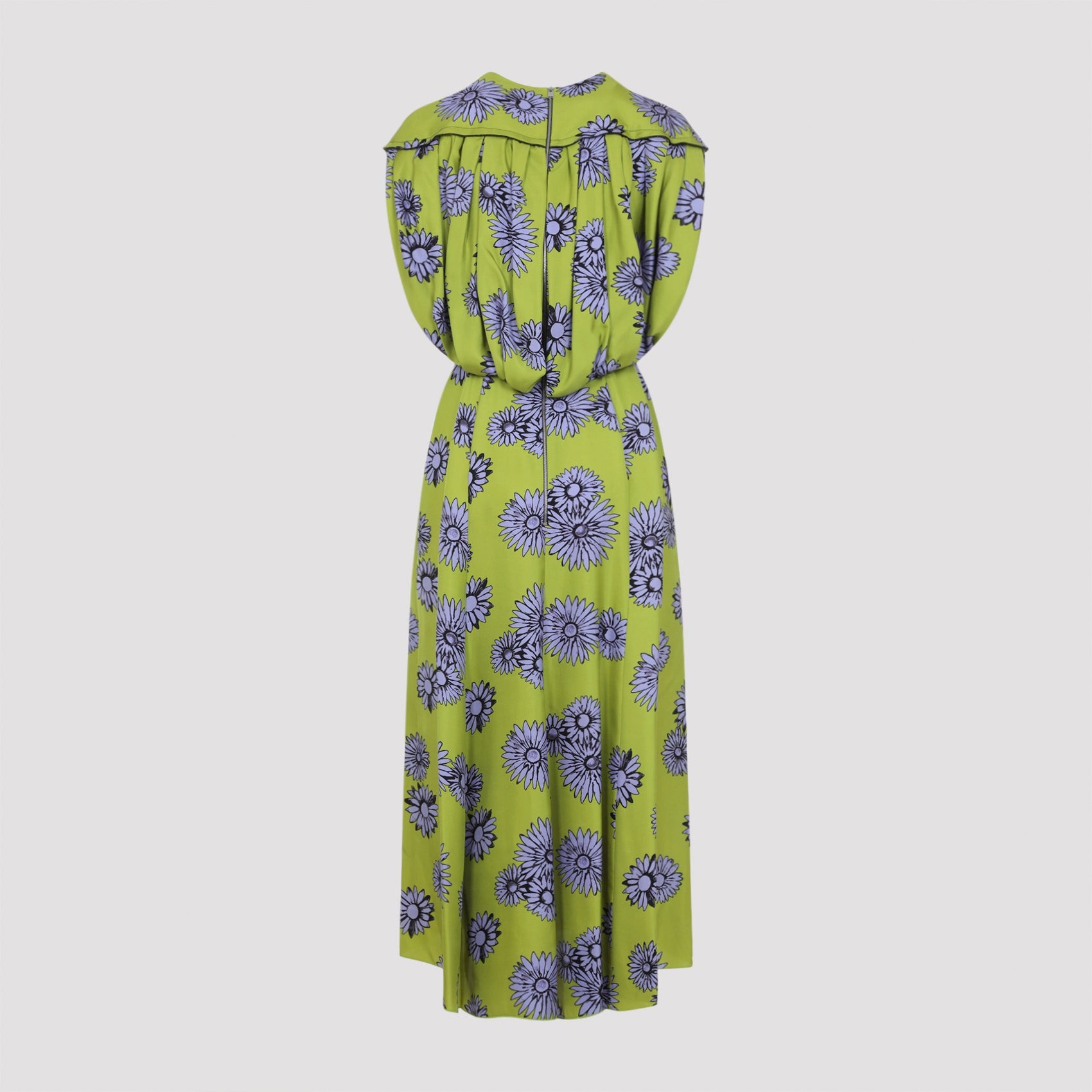 Lanvin silk dress with purple floral print, side view