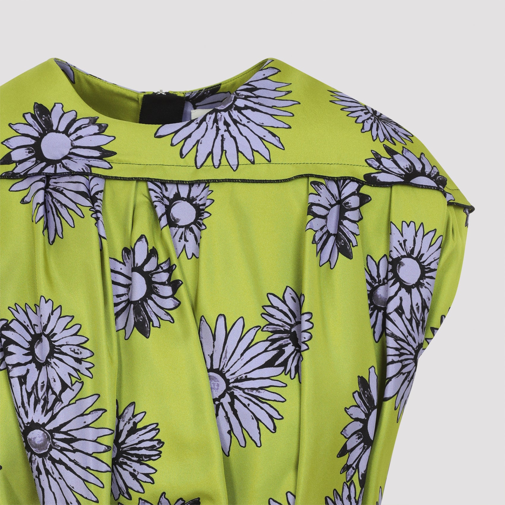 Green floral Lanvin midi dress, back view