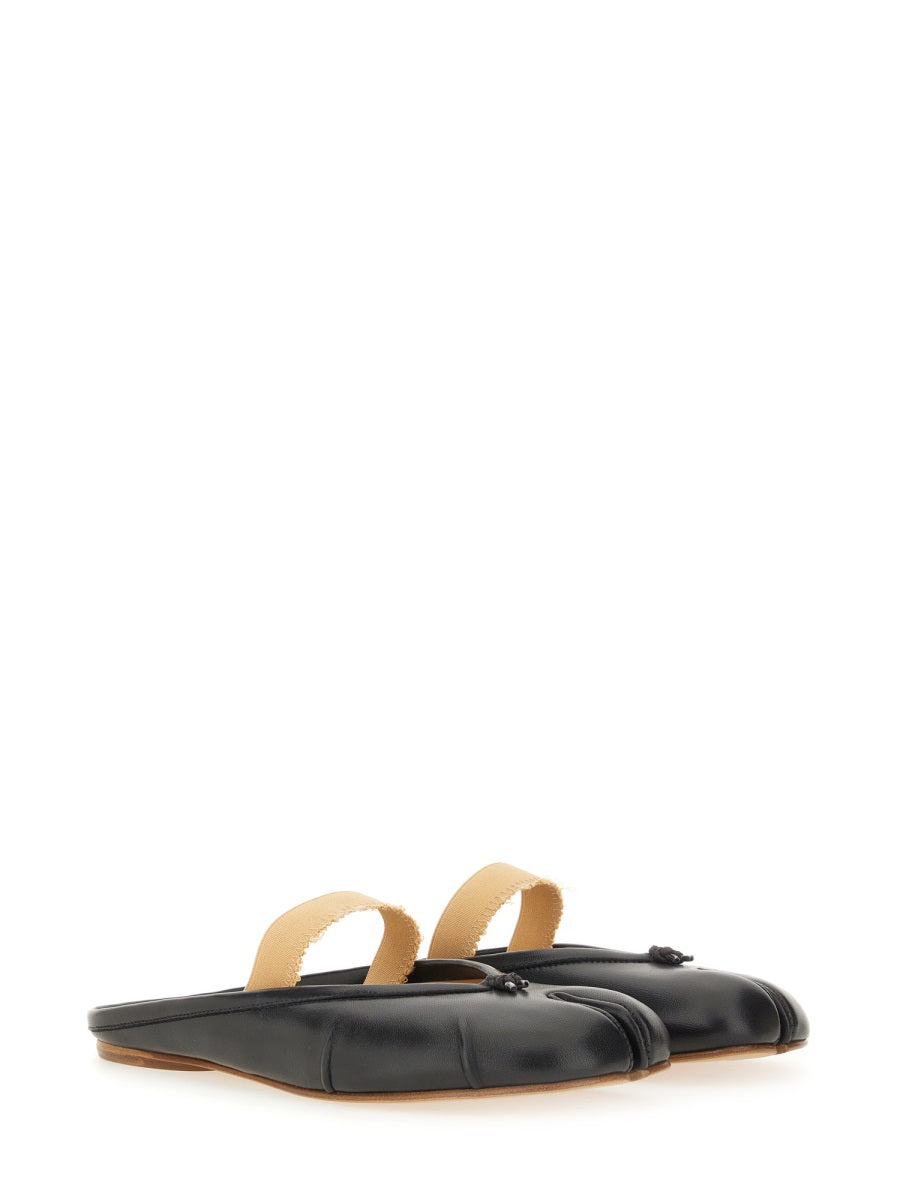 BLACK LEATHER FLATS Maison Margiela