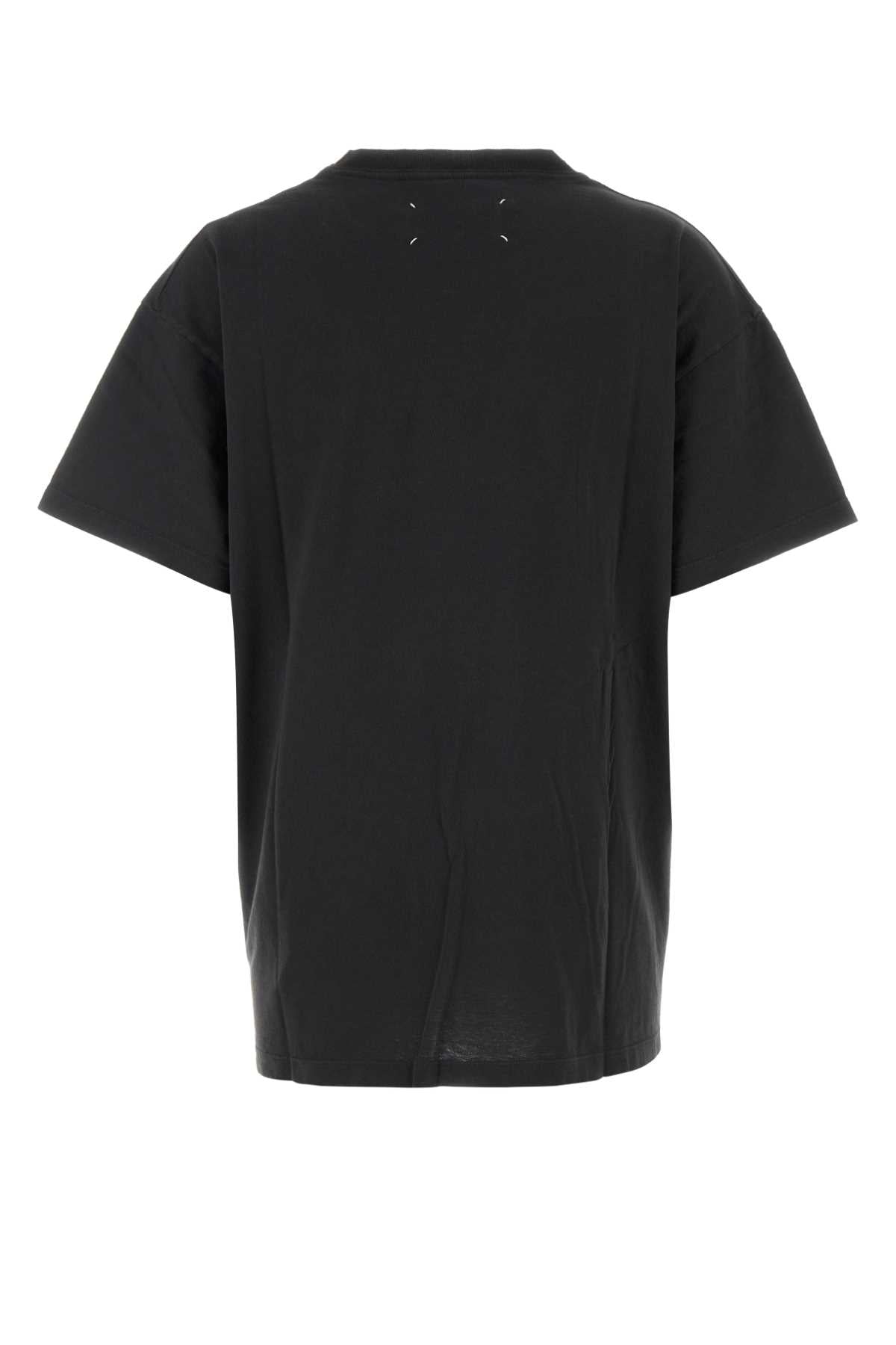 MAISON MARGIELA BLINGO SHORT-SLEEVED BLACK COTTON T-SHIRT. GRAPHIC ON THE FRONT, FOUR-STITCH DETAIL ON THE BACK. Maison Margiela