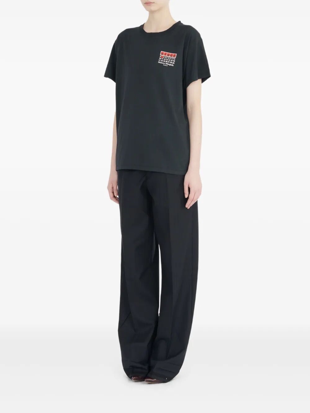 MAISON MARGIELA BLINGO SHORT-SLEEVED BLACK COTTON T-SHIRT. GRAPHIC ON THE FRONT, FOUR-STITCH DETAIL ON THE BACK. Maison Margiela