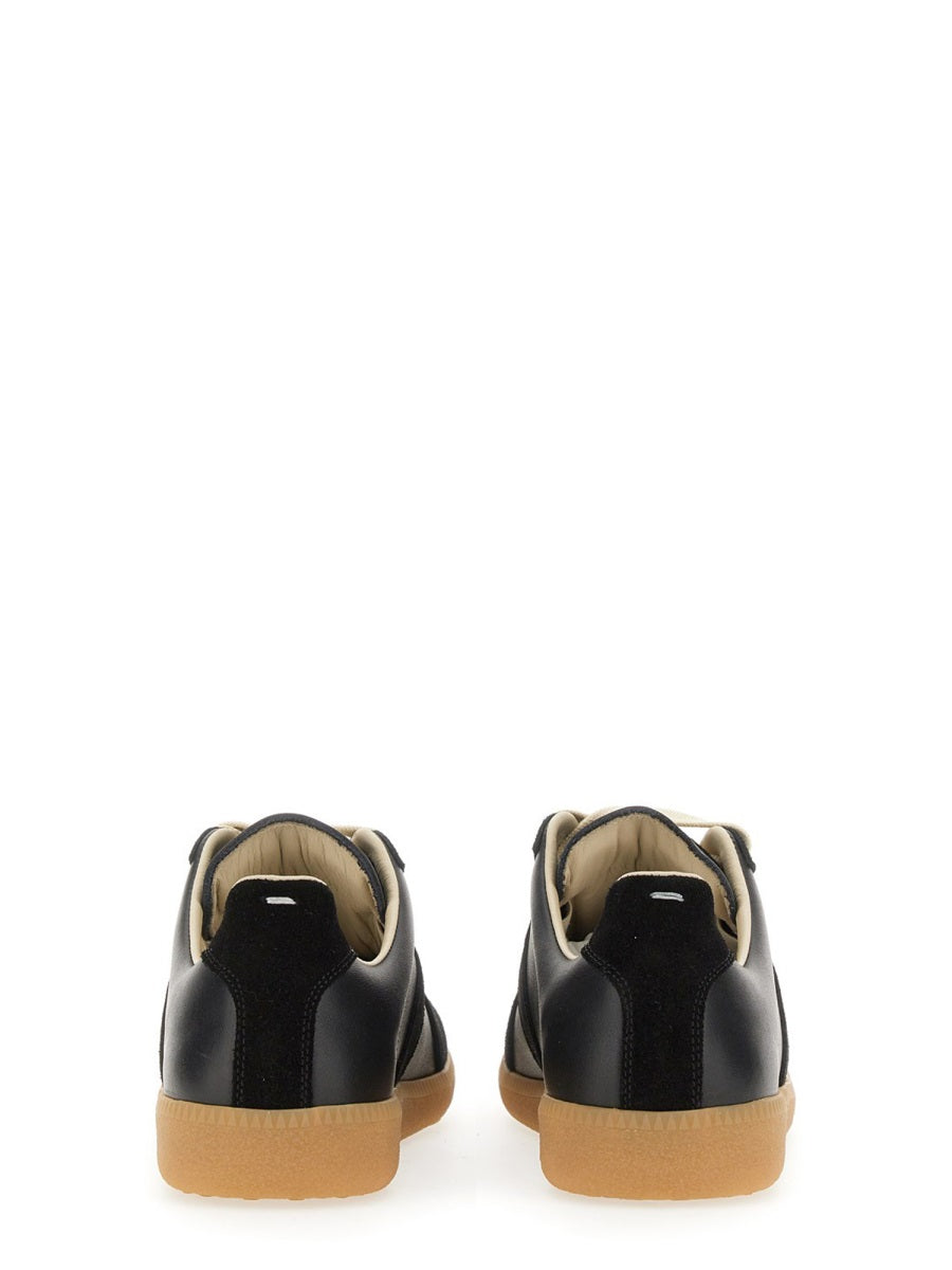 BLACK LEATHER REPLICA SNEAKERS Maison Margiela