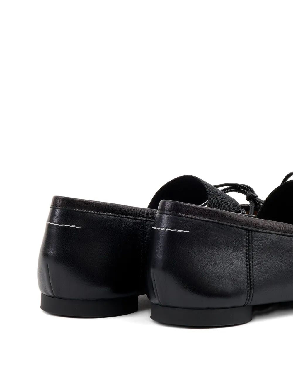 BLACK LEATHER FLATS MM6 MAISON MARGIELA