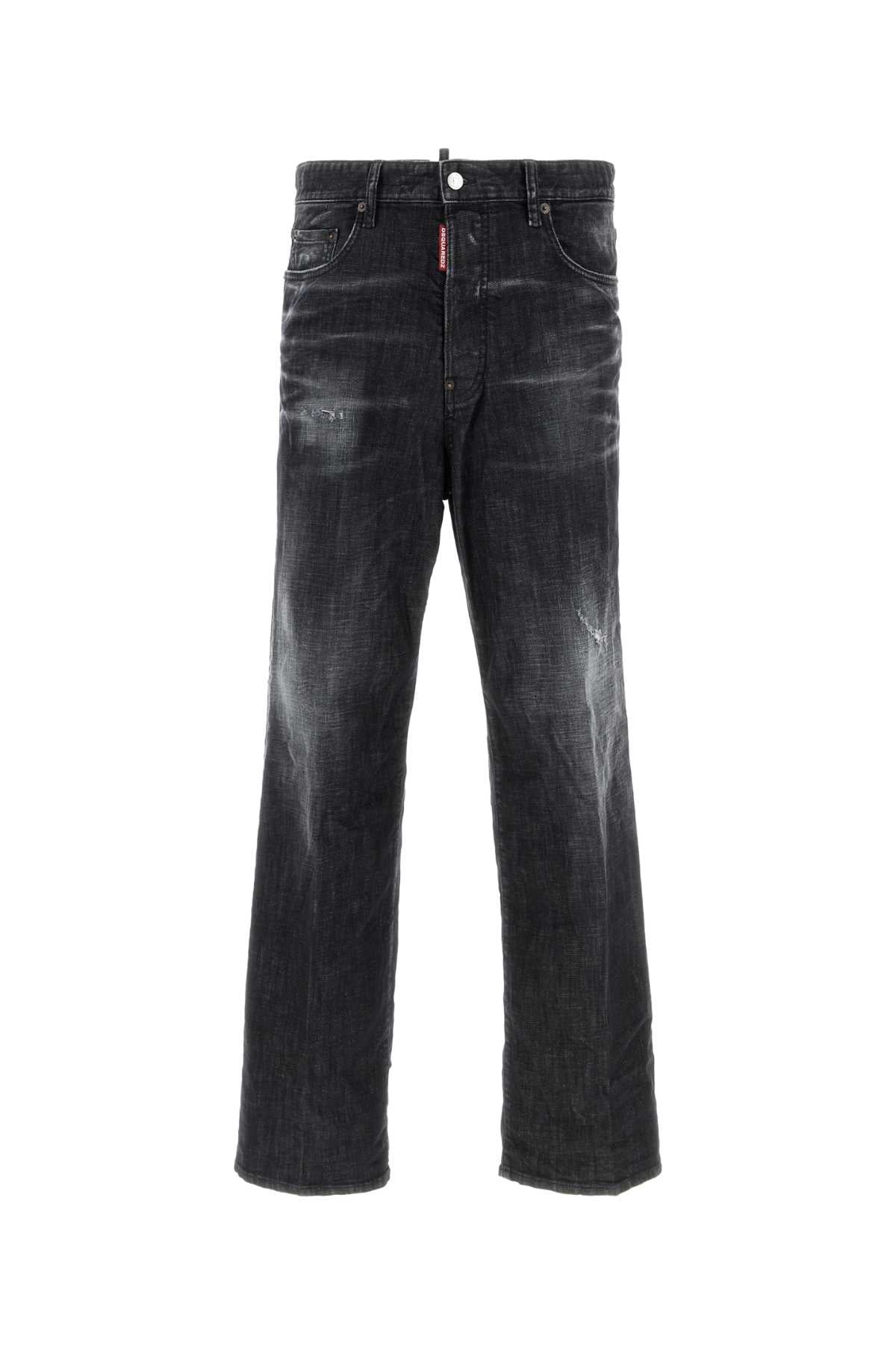 BLACK STRETCH DENIM LOOSE JEANS DSQUARED2 BLACK 50