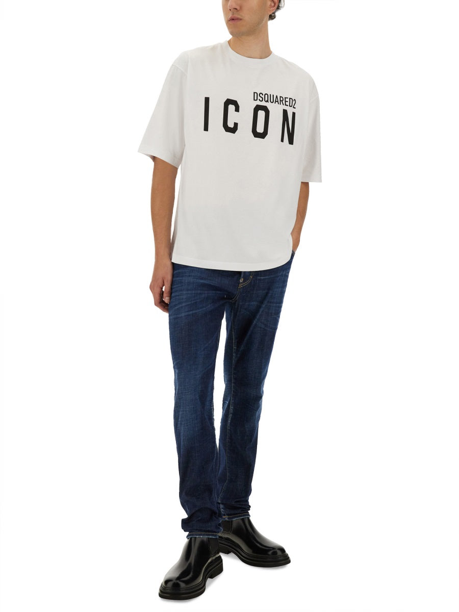 BLUE COTTON BLEND JEANS DSQUARED2