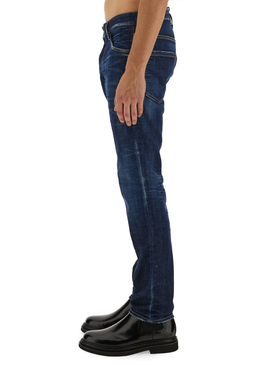 BLUE COTTON BLEND JEANS DSQUARED2