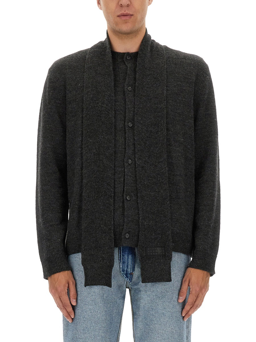 WOOL-BLEND CARDIGAN IN VIRGIN MATERIAL MM6 MAISON MARGIELA
