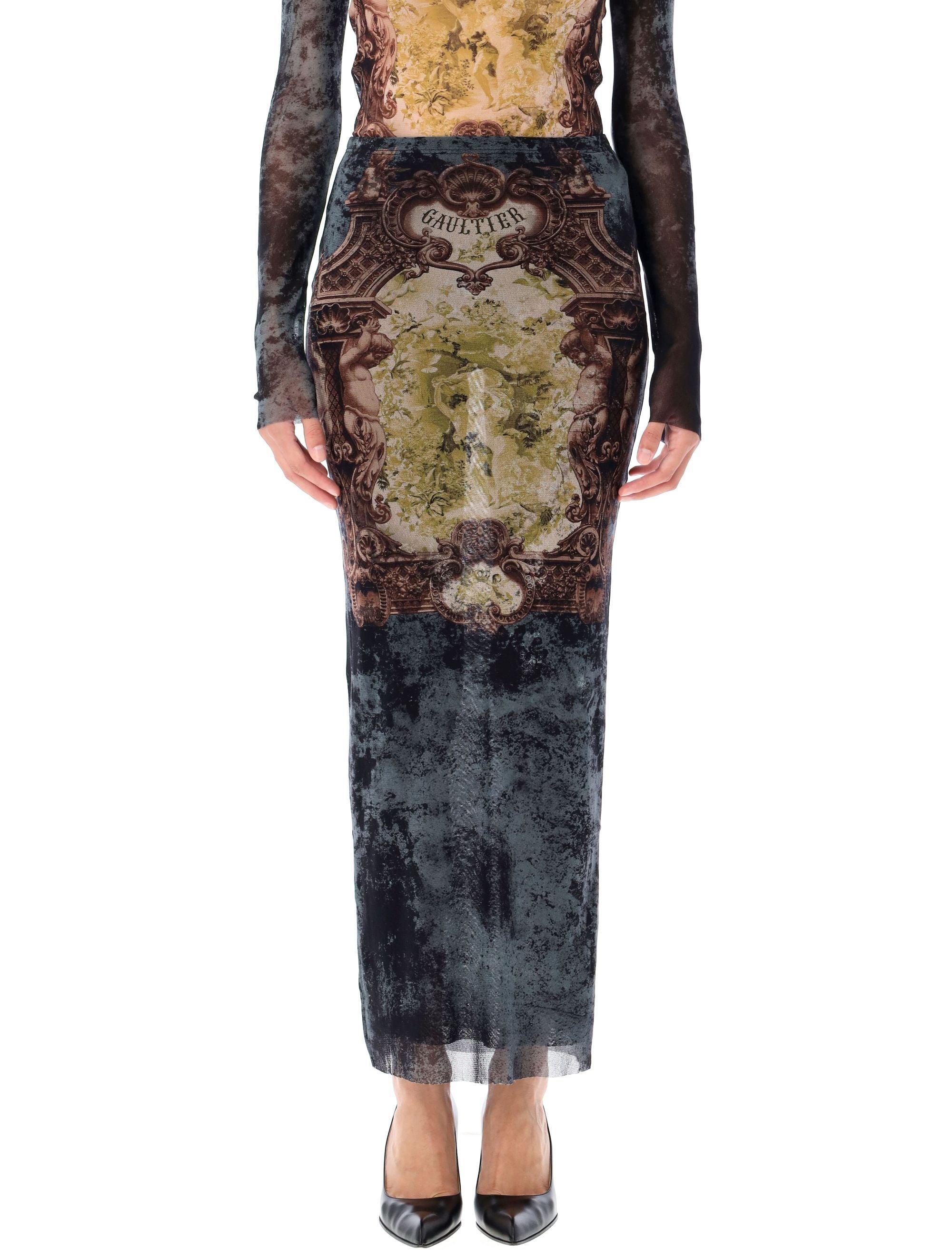 THE LONG MÉDAILLON SKIRT JEAN PAUL GAULTIER BLACK BLUE GREEN S
