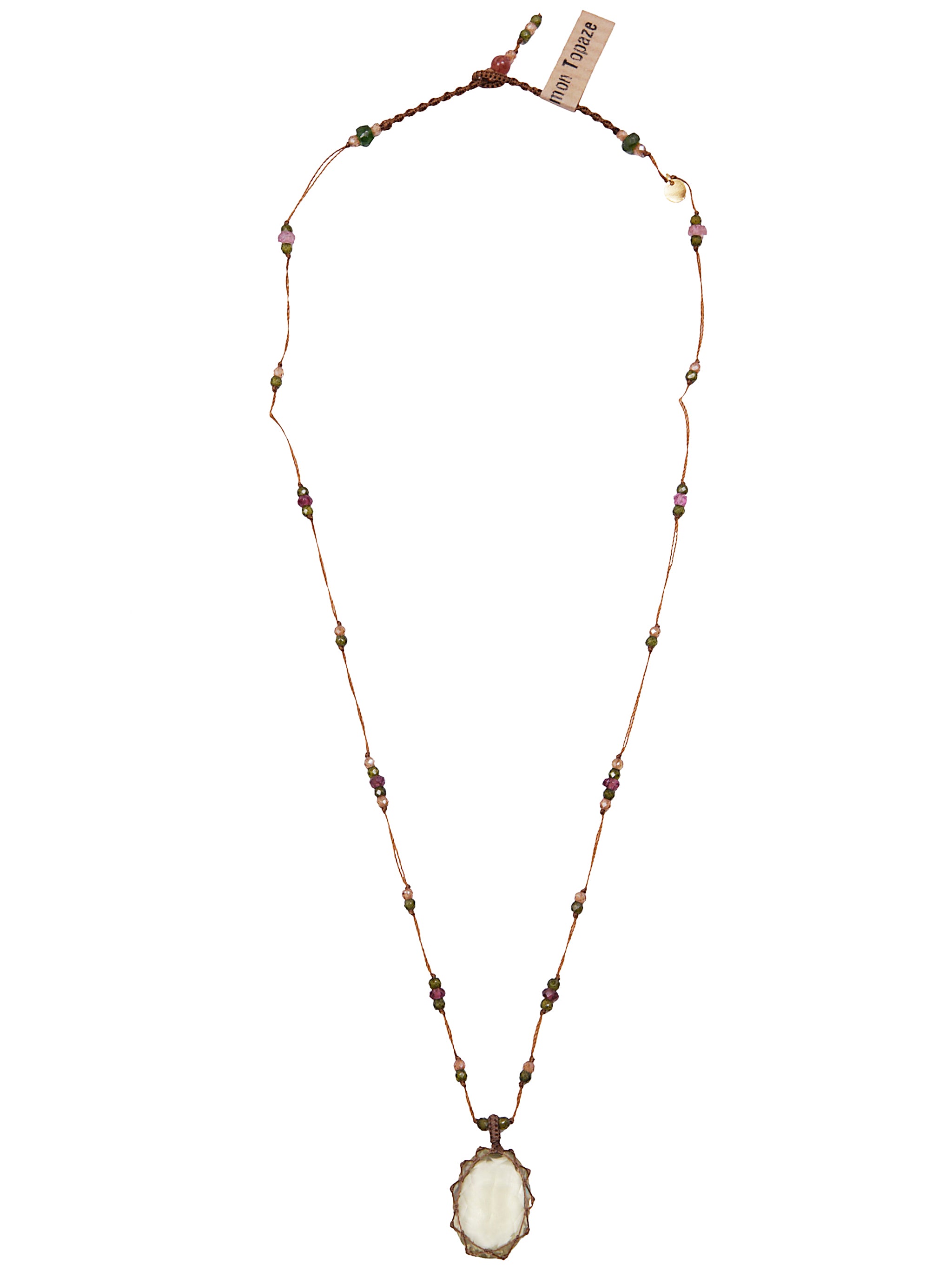 TIBETAN PENDANT NECKLACE SHARING PINK & PURPLE UNICA