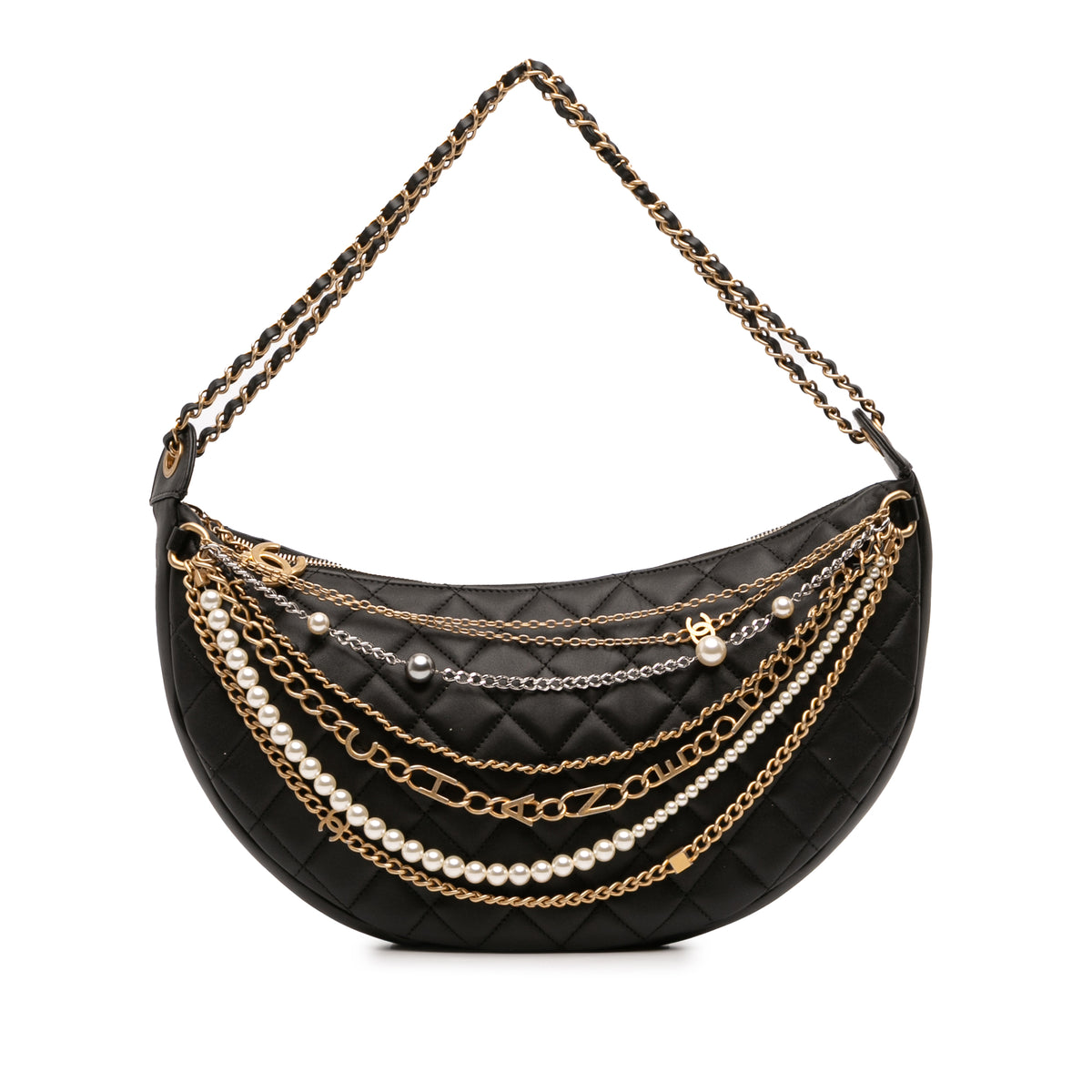 Lambskin Quilted Le Maillon Chain Strap Crossbody Black main image 1