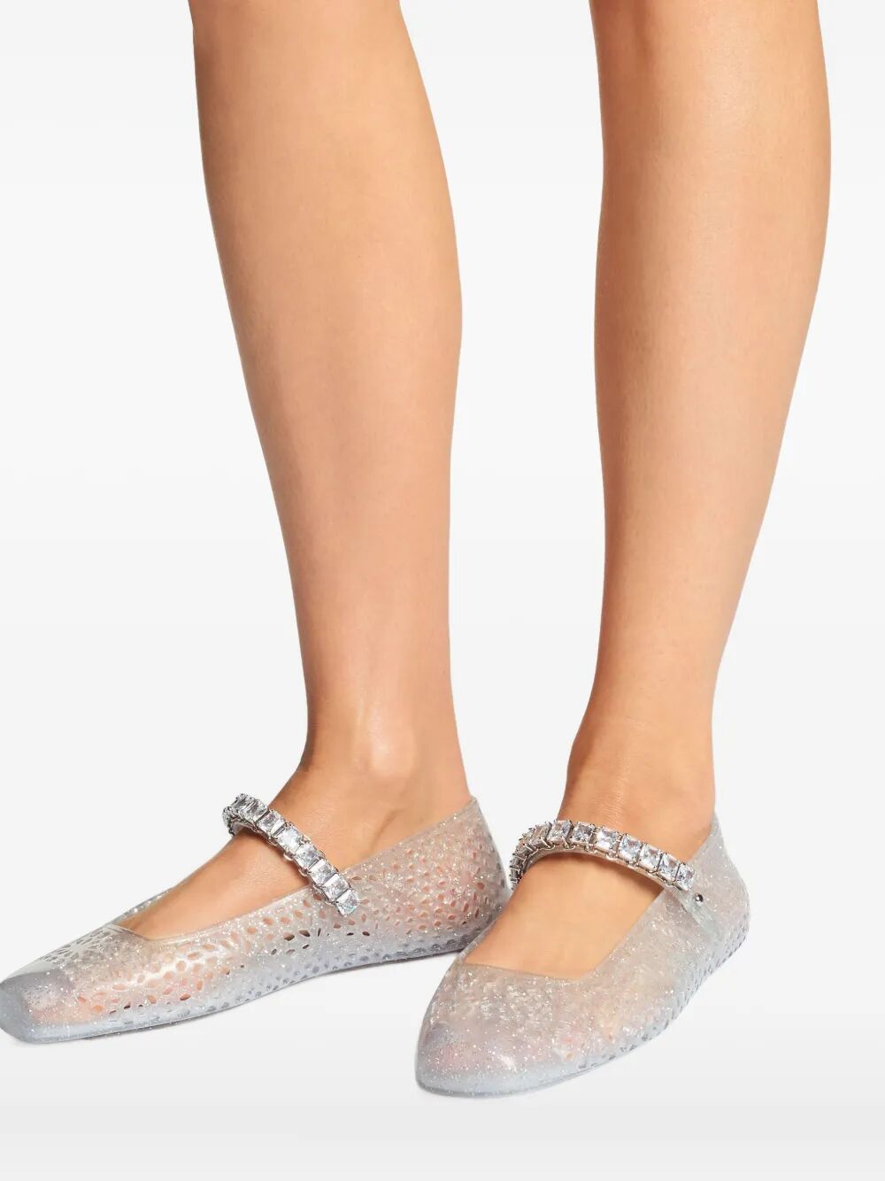 CLEAR JELLY BALLERINA FLATS WITH CRYSTAL EMBELLISHMENT Jimmy Choo