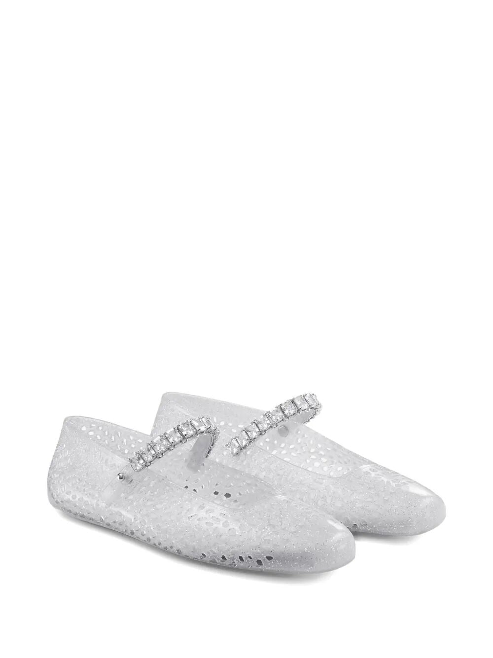CLEAR JELLY BALLERINA FLATS WITH CRYSTAL EMBELLISHMENT Jimmy Choo