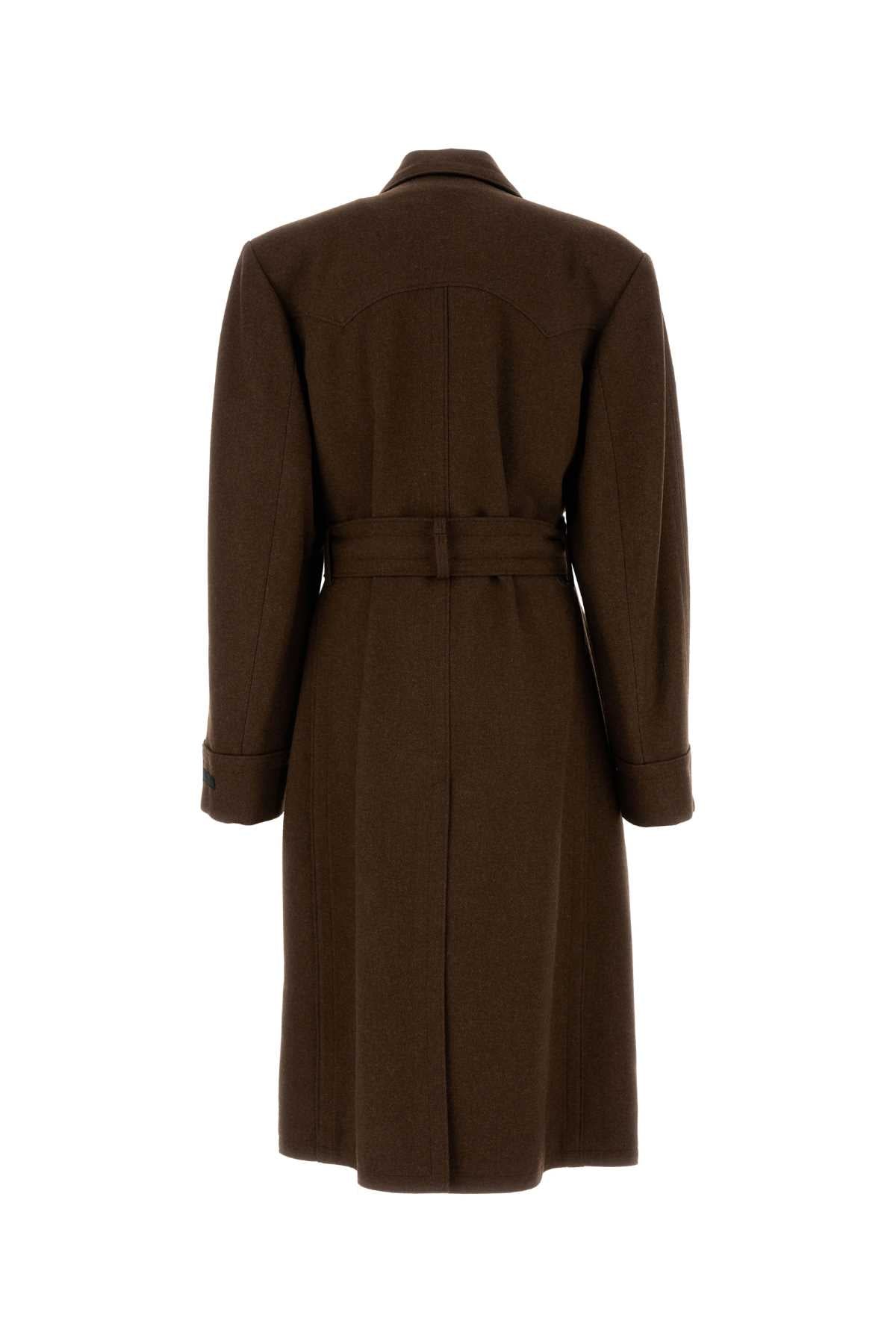 BROWN WOOL COAT Prada